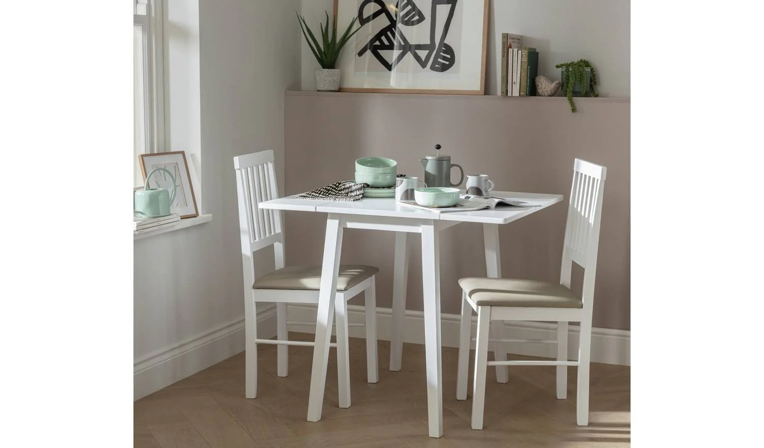 Kendal Extend White Dining Table & 2 White Chairs - Image 2