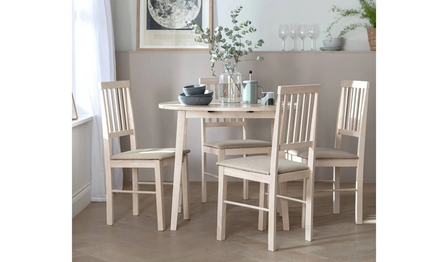 Kendal Extending Oak Dining Table & 4 Oak Chairs Solid Wood - Image 2