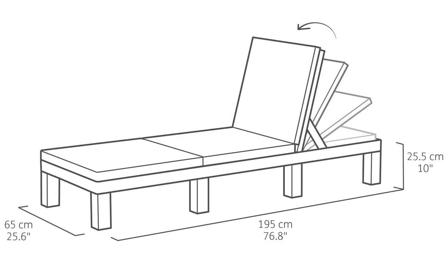 Keter Daytona Rattan Effect Sun Lounger - Graphite - Image 2