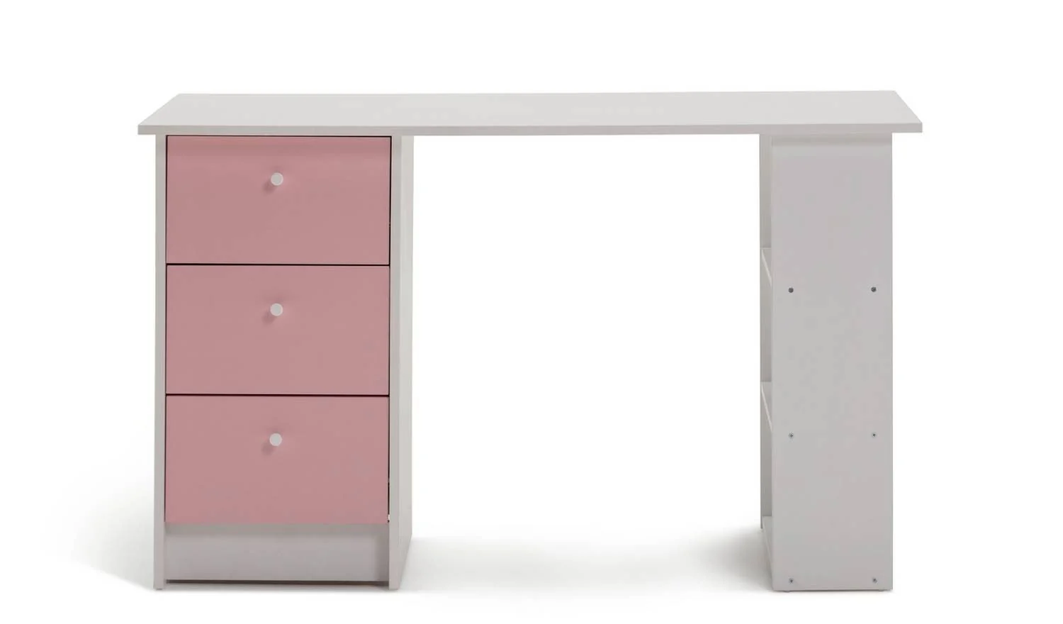 Kids Malibu 3 Drawers Desk Pink & White Childrens Bedroom Furniture Study - Image 2