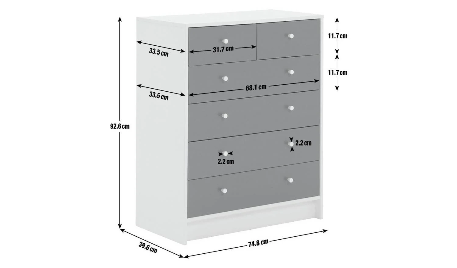 Kids Malibu 6 Drawer Chest - Pink & White - Image 2