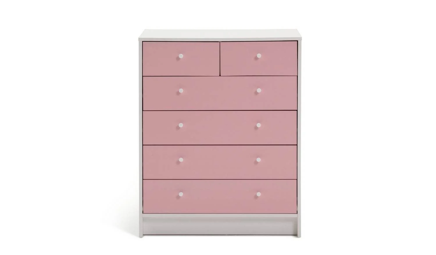 Kids Malibu 6 Drawer Chest - Pink & White - Image 7