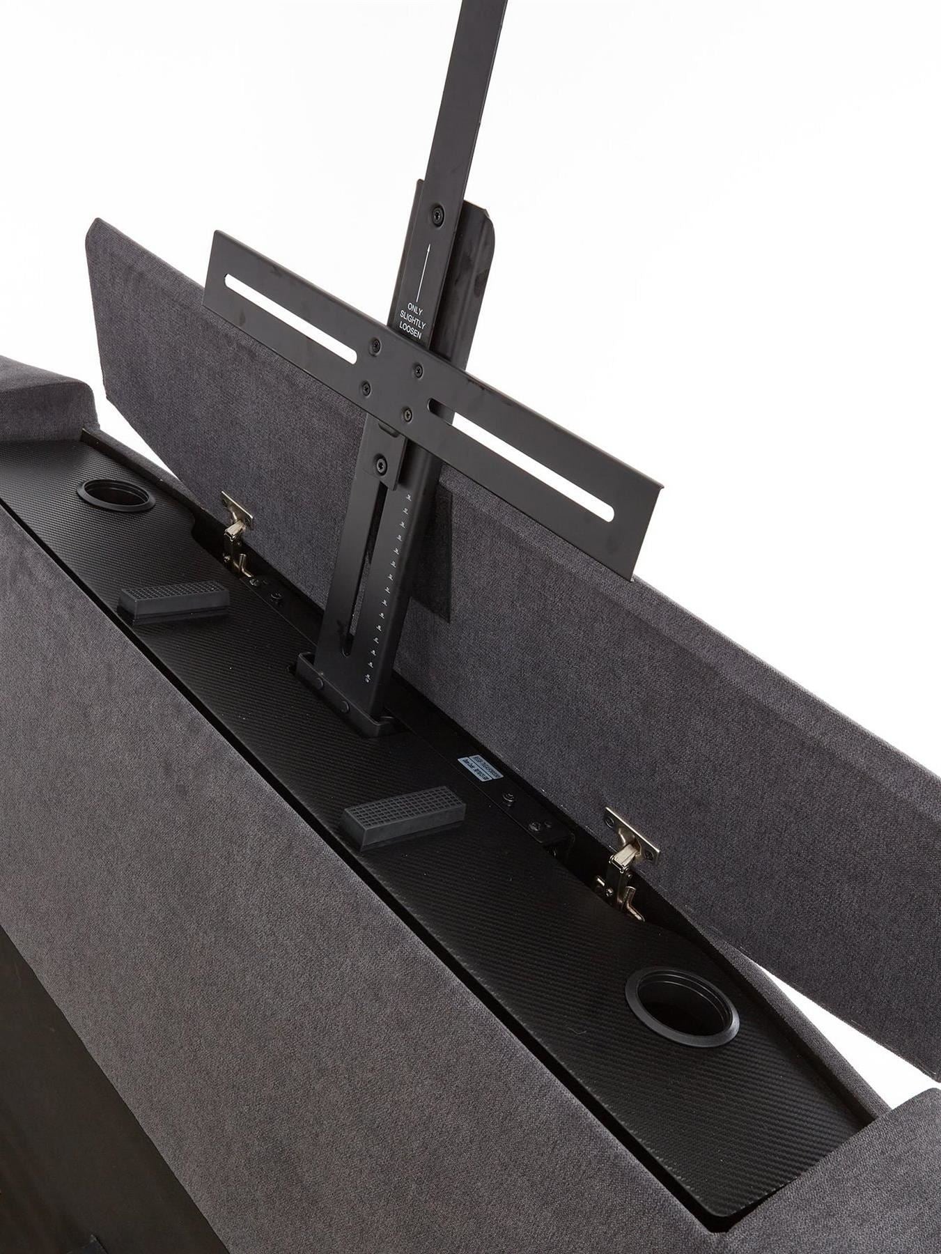 Kingsley Fabric TV Double Bed Frame - fits up to 32 inch TV Charcoal - Image 6