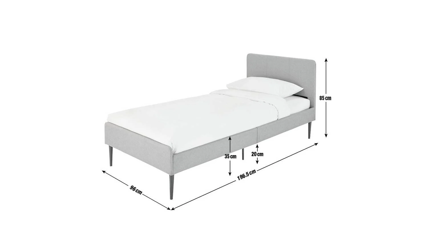Kristopher Single Fabric Bed Frame Grey Modern Bedroom Furniture - Image 2