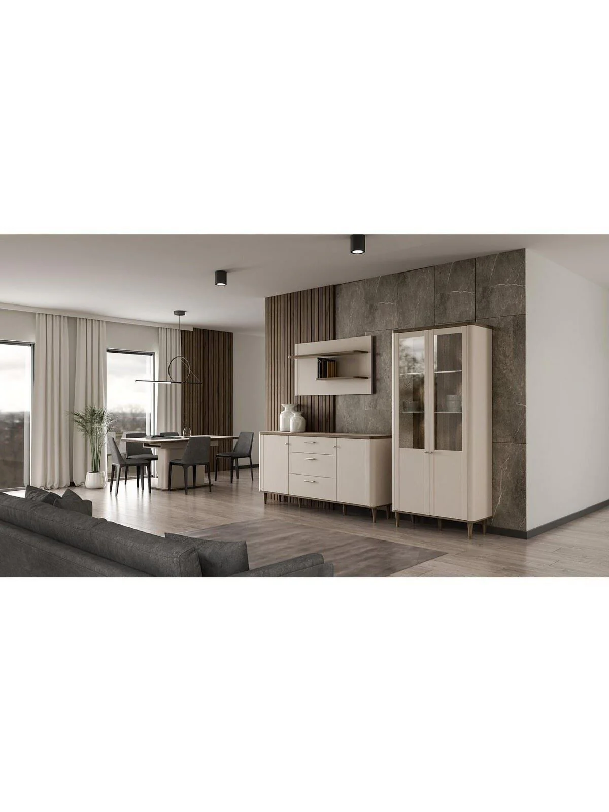 Lacetti 200 cm Extending Dining Table Cream & Oak Spacious Dining Furniture - Image 4