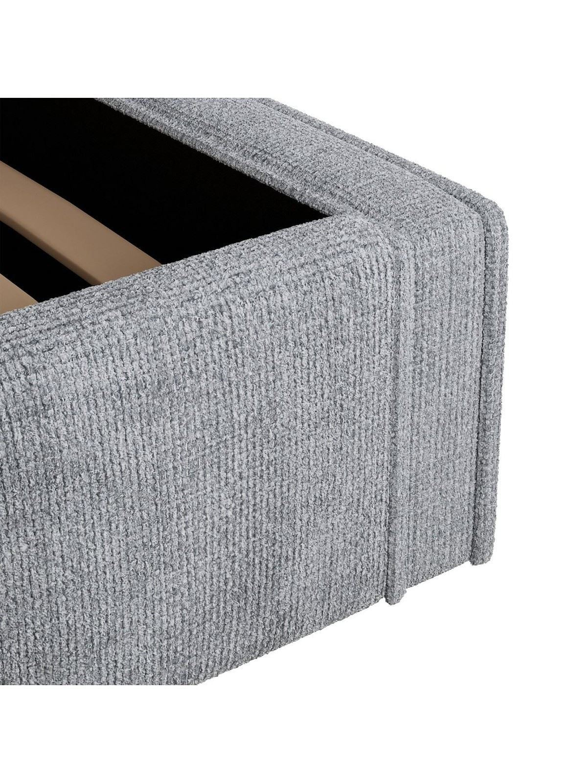 Langley Fabric Bed Frame Grey | King Size | Upholstered Headboard | Sprung Slats - Image 7
