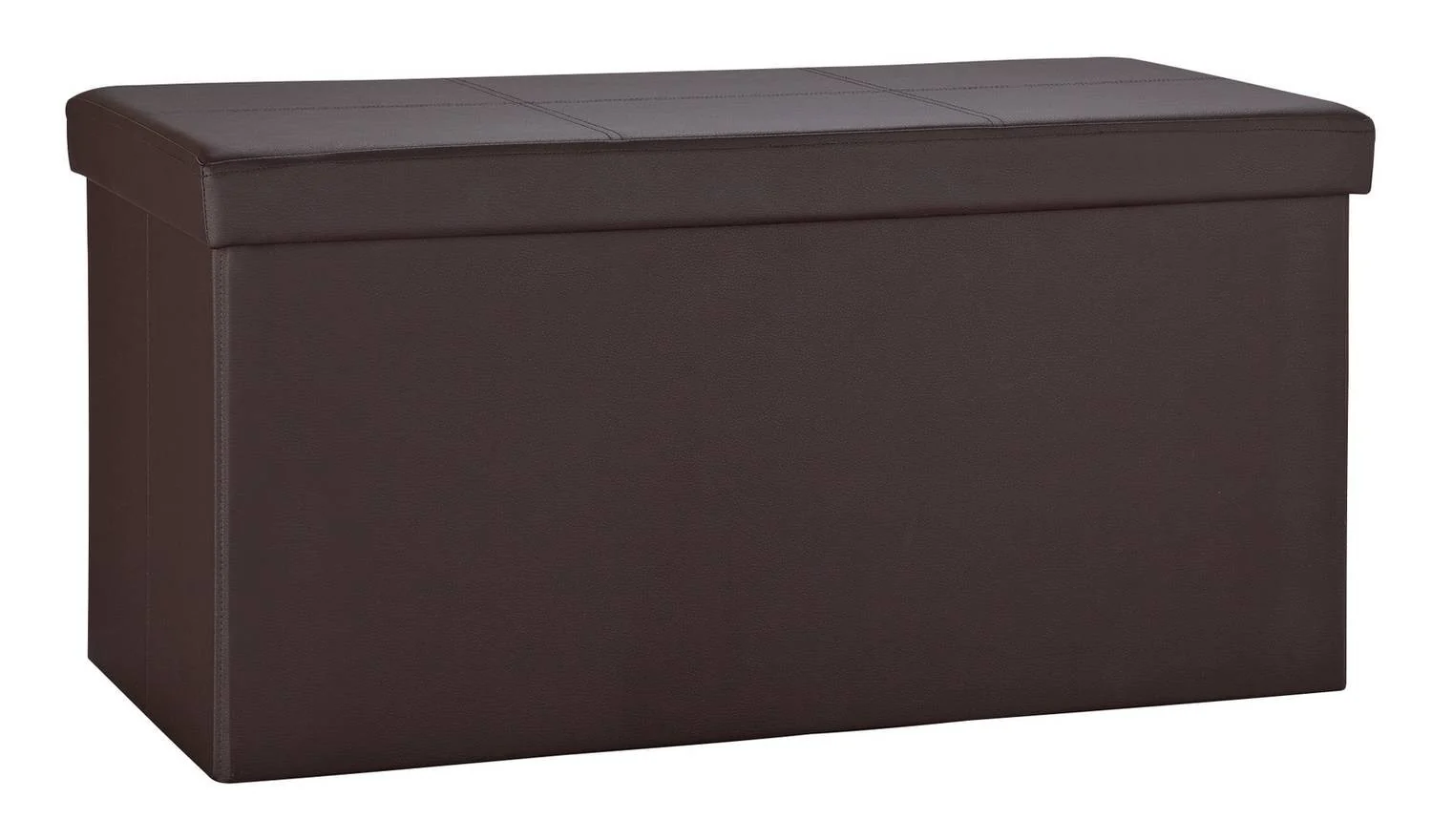 Large Faux Leather Stitched Ottoman Brown Modern Design Multi Functional