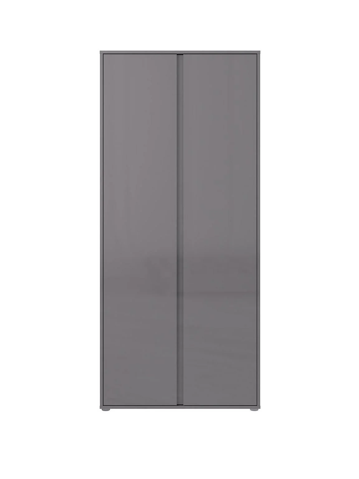 Layton Gloss 2 Door Wardrobe Grey Modern and Spacious Bedroom Storage - Image 2