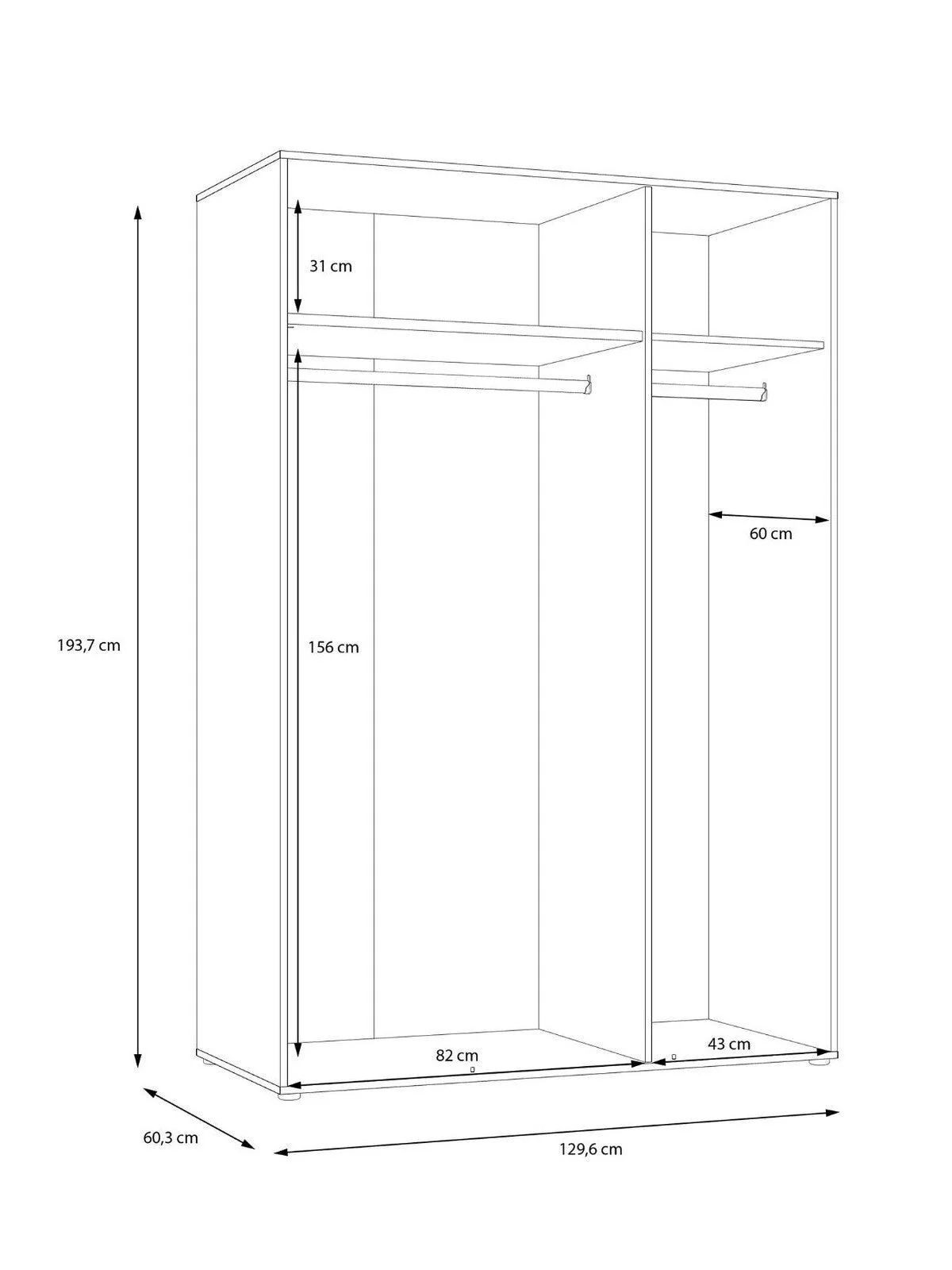 Layton Gloss 3 Door Mirrored Wardrobe Grey Modern and Spacious Bedroom Storage - Image 7