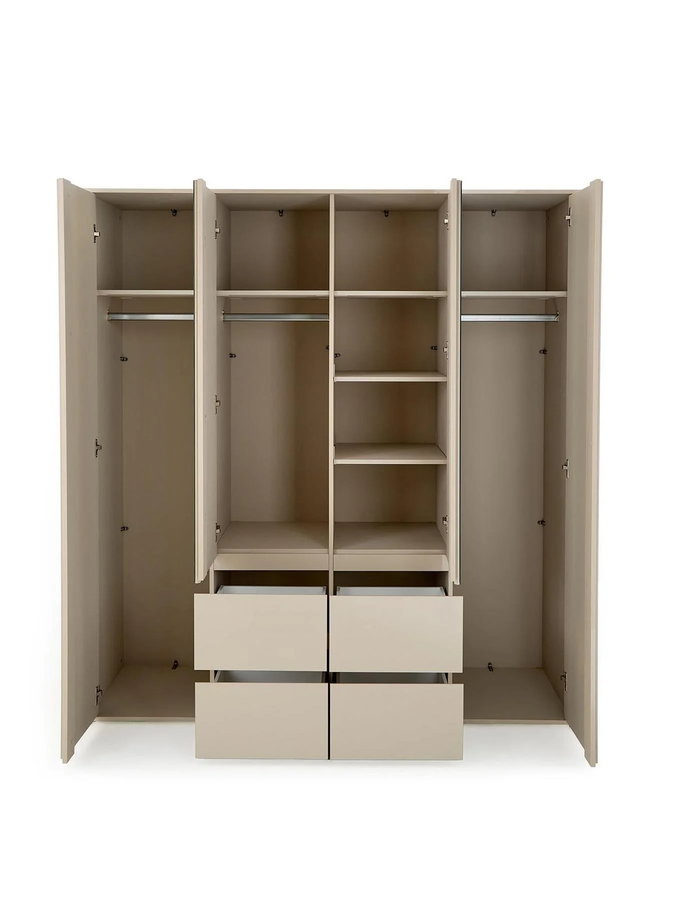 Layton Gloss 4 Door 4 Drawer Combi Wardrobe Oatmeal Modern High Gloss - Image 4