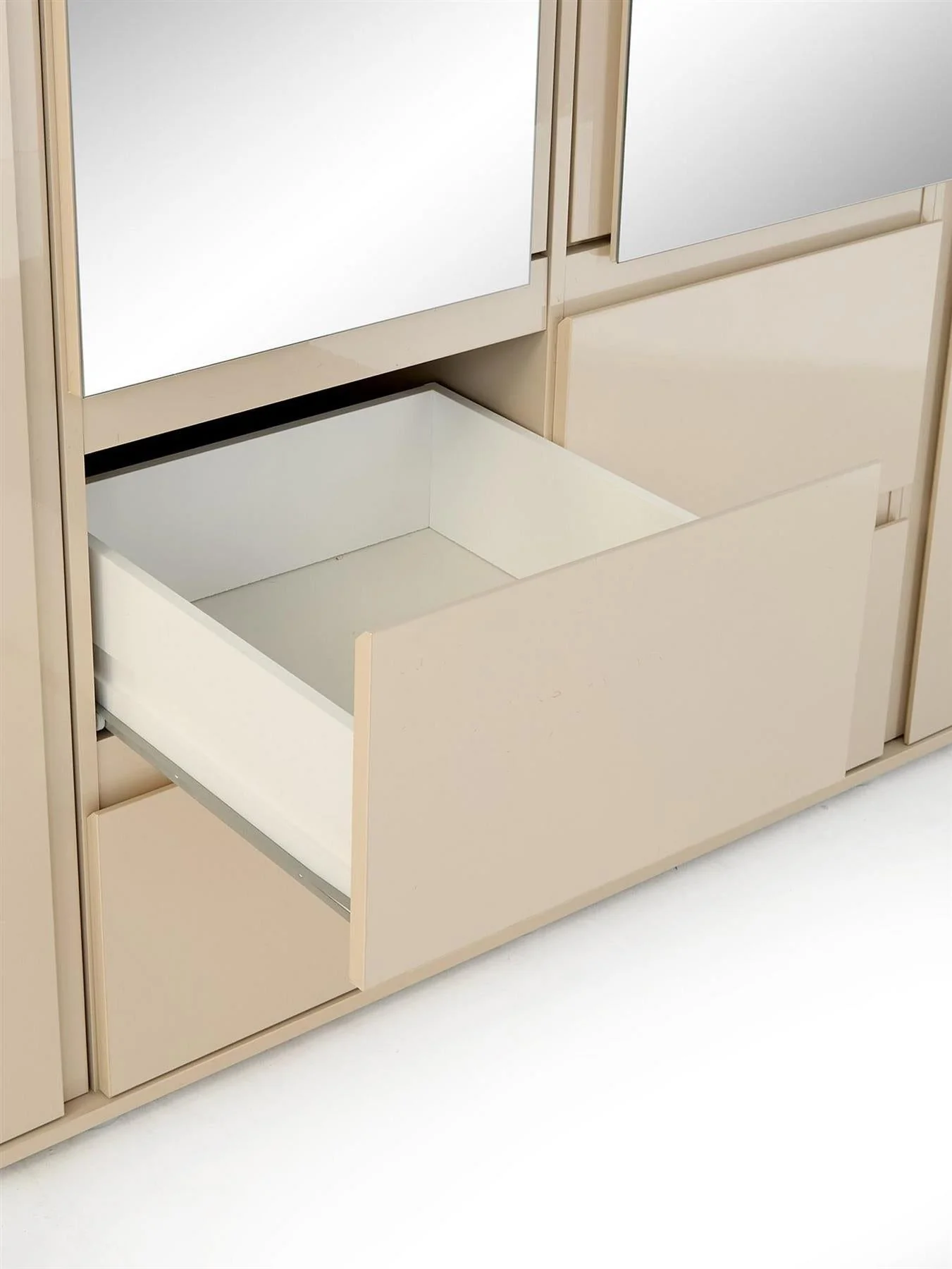 Layton Gloss 4 Door 4 Drawer Combi Wardrobe Oatmeal Modern High Gloss - Image 6