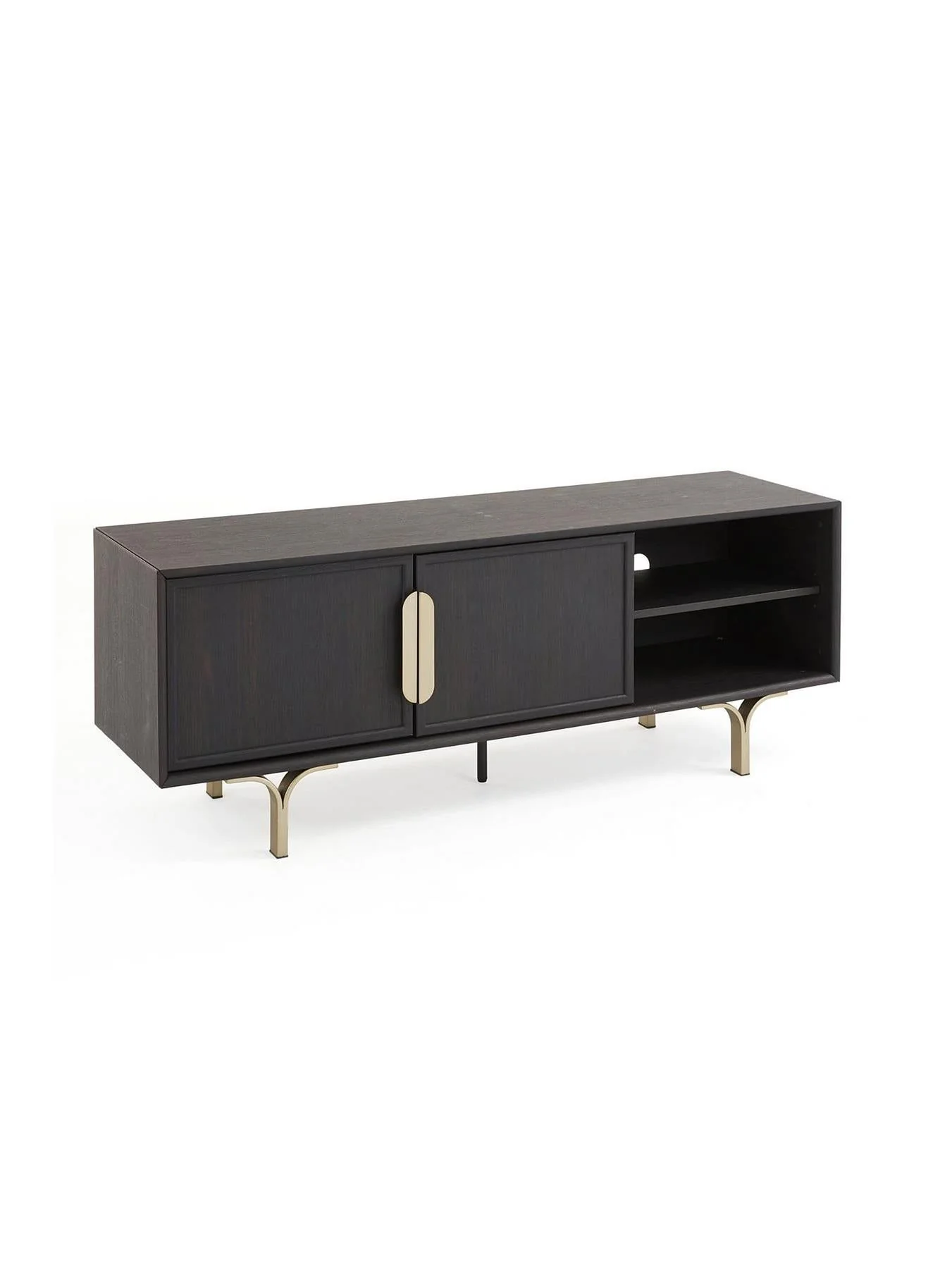 Lena Large TV Unit Fits Up To 60 Inch Dark Smoked Oak Media Stand - Image 3