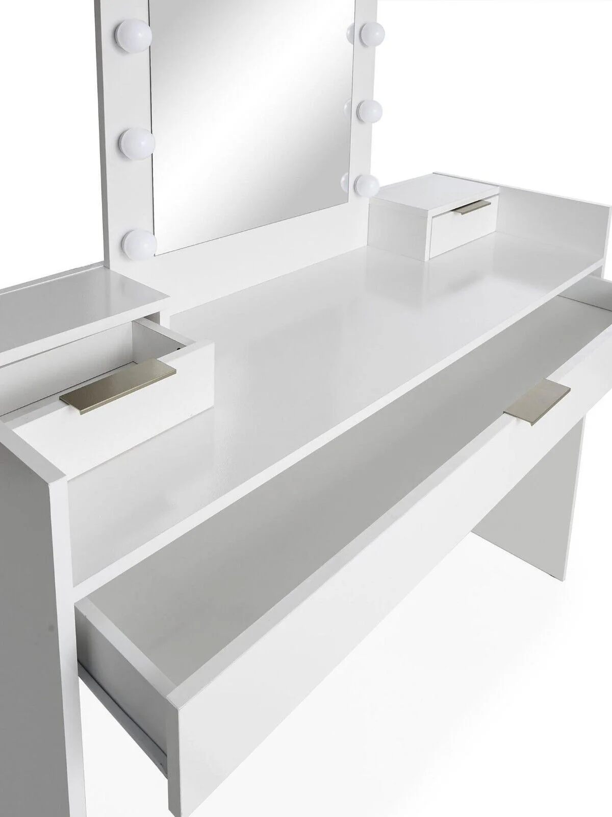 Libby Gloss Dressing Table with Lit Mirror White Stylish and Functional - Image 3