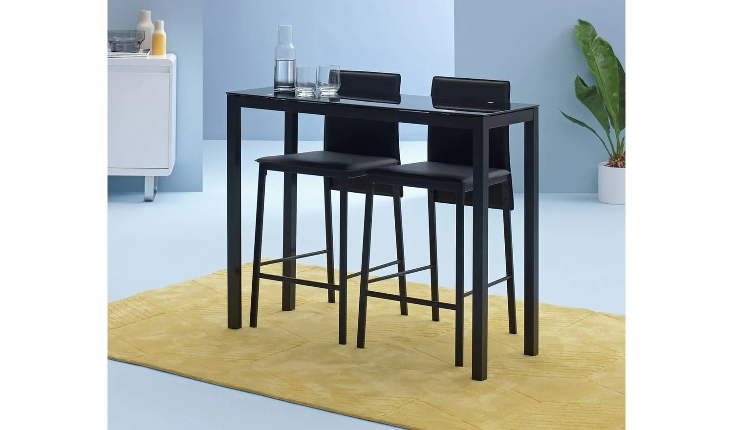 Lido Black Bar Table & 2 Black Chairs - Image 2