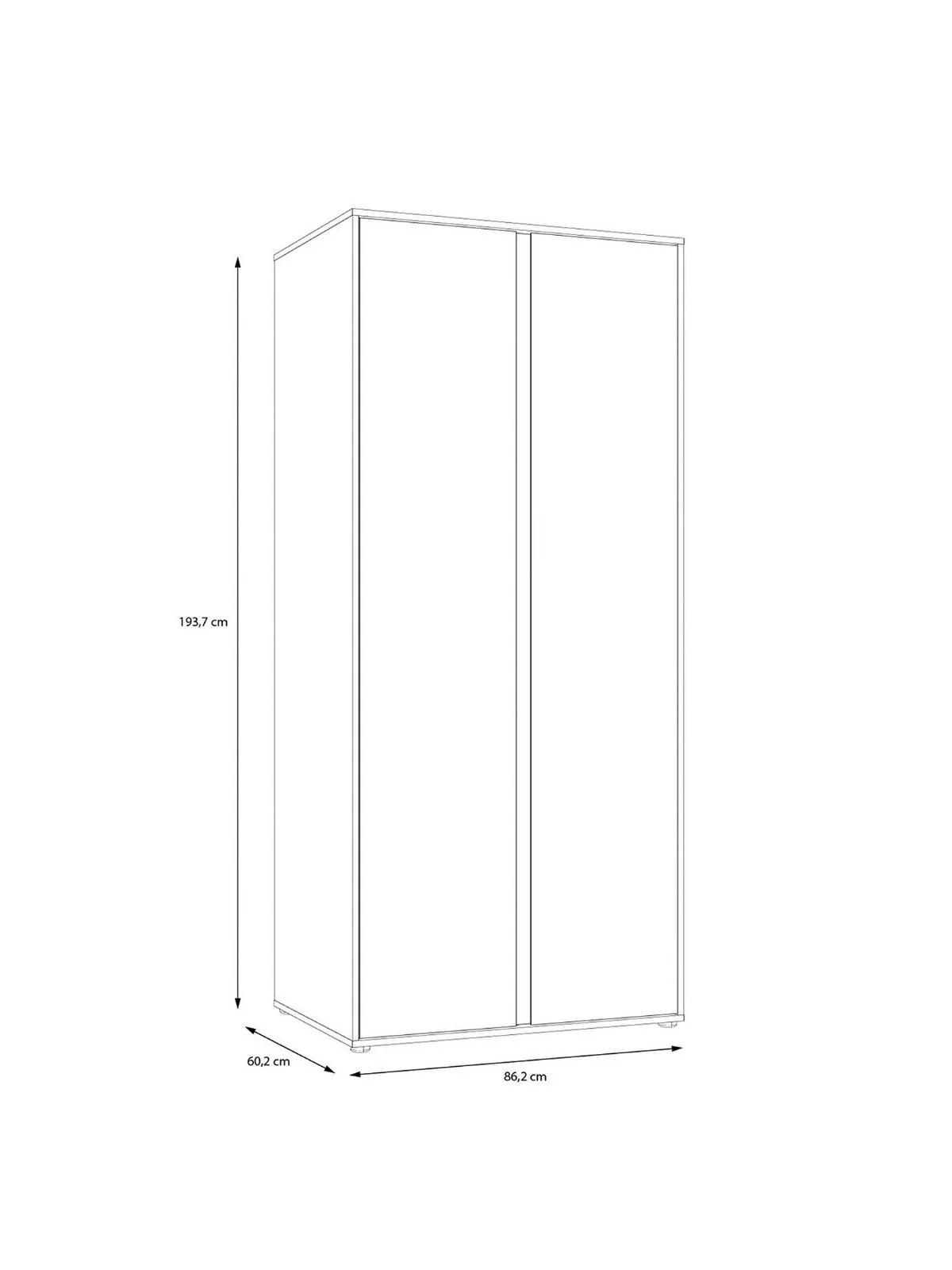 Lisson 2 Door Wardrobe - New Oak | Handle-Free Design | Minimalist Style - Image 6