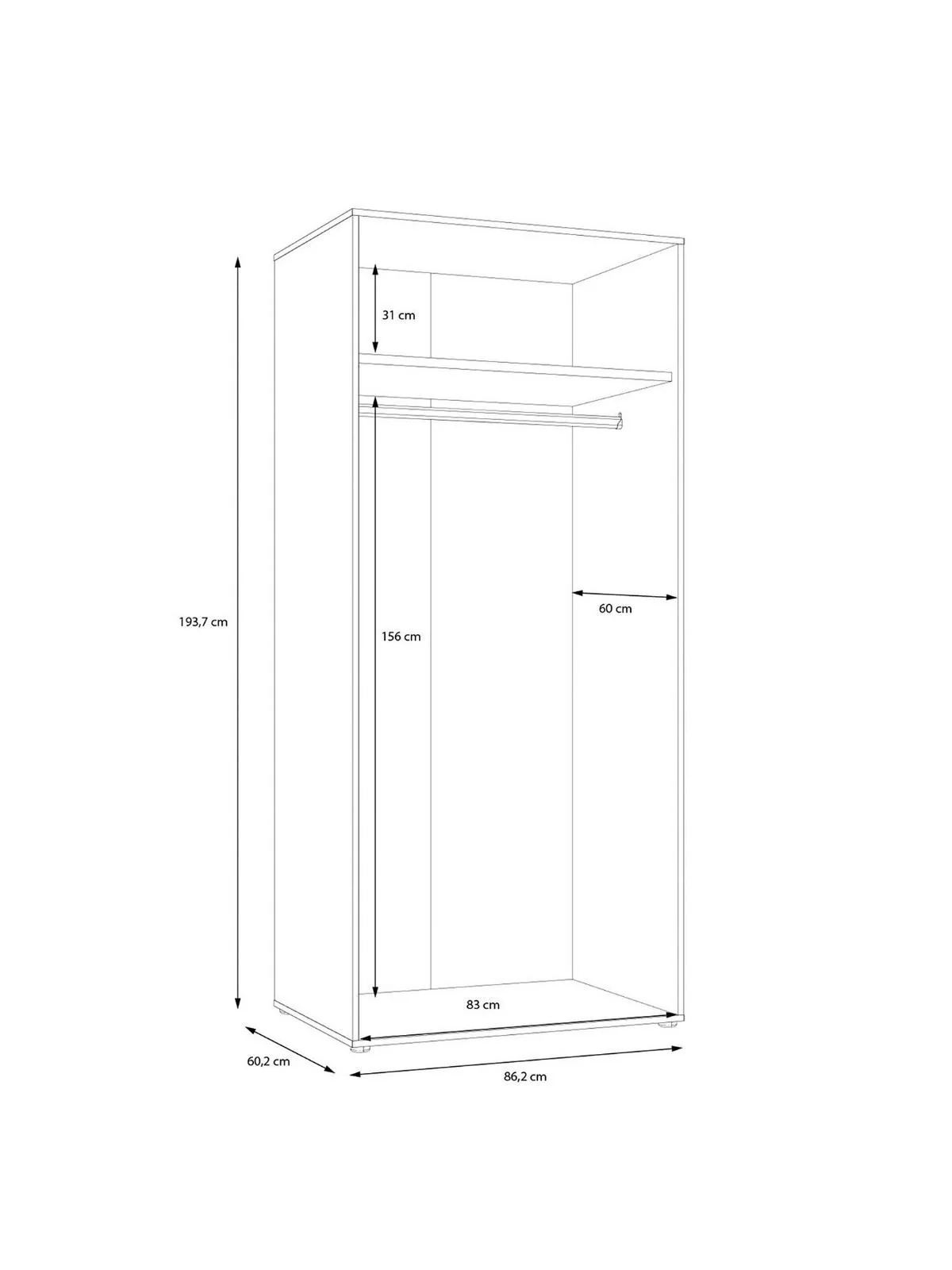 Lisson 2 Door Wardrobe - New Oak | Handle-Free Design | Minimalist Style - Image 7