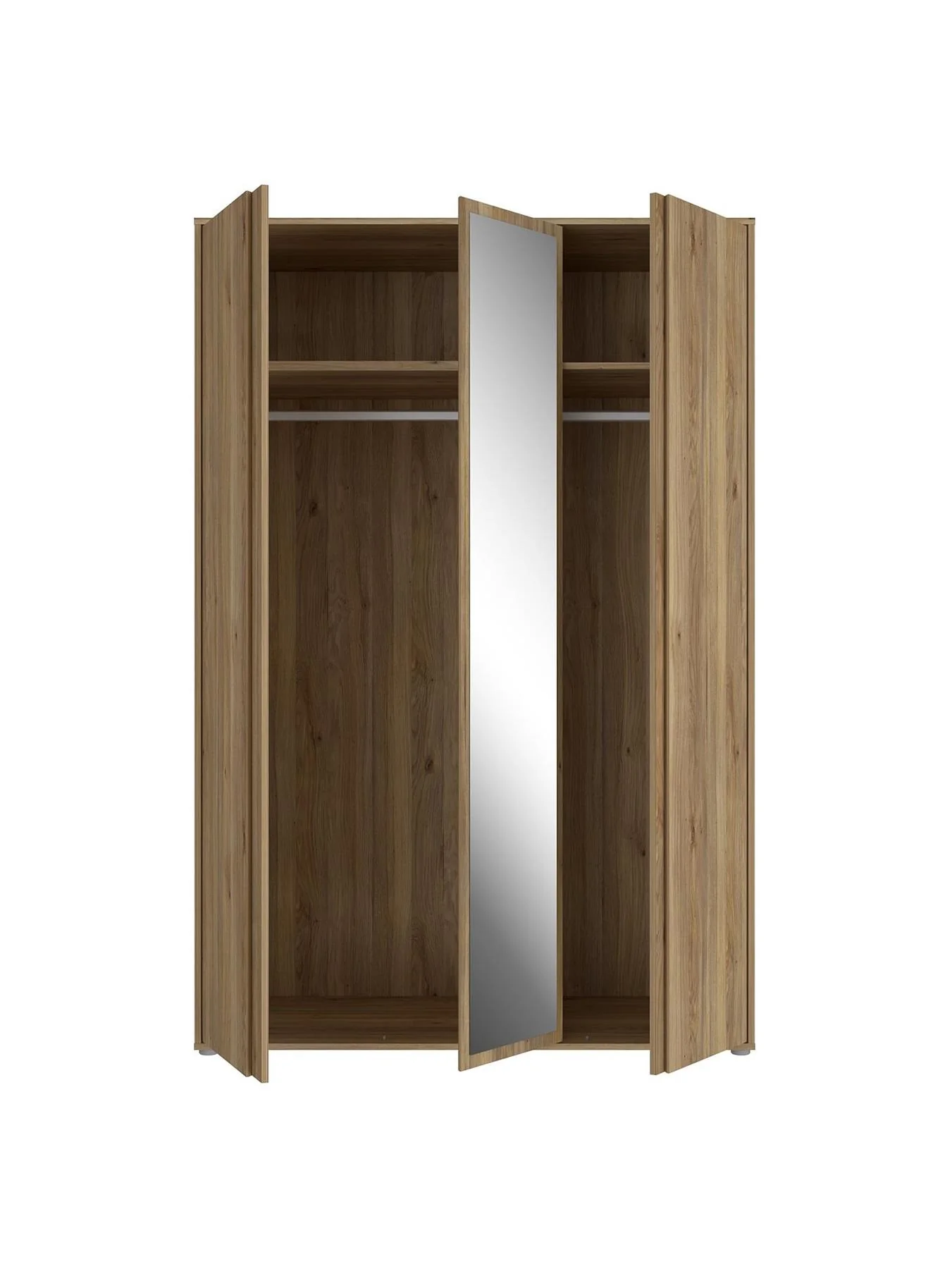 Lisson 3 Door Mirrored Wardrobe New Oak Storage Organiser Bedroom Furniture - Image 4
