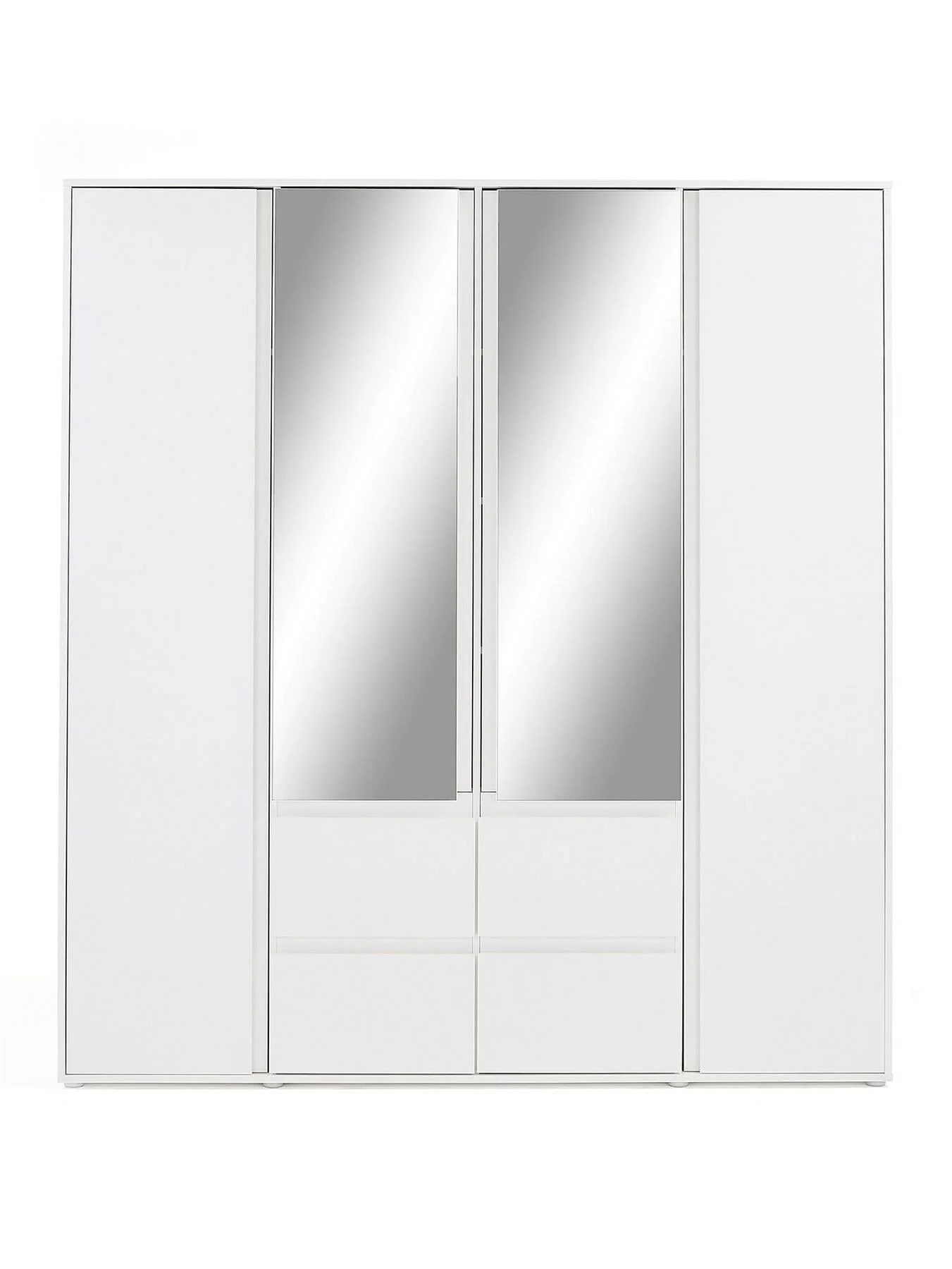 Lisson 4 Door Combi Wardrobe White Mirrored Handleless Bedroom Storage - Image 2