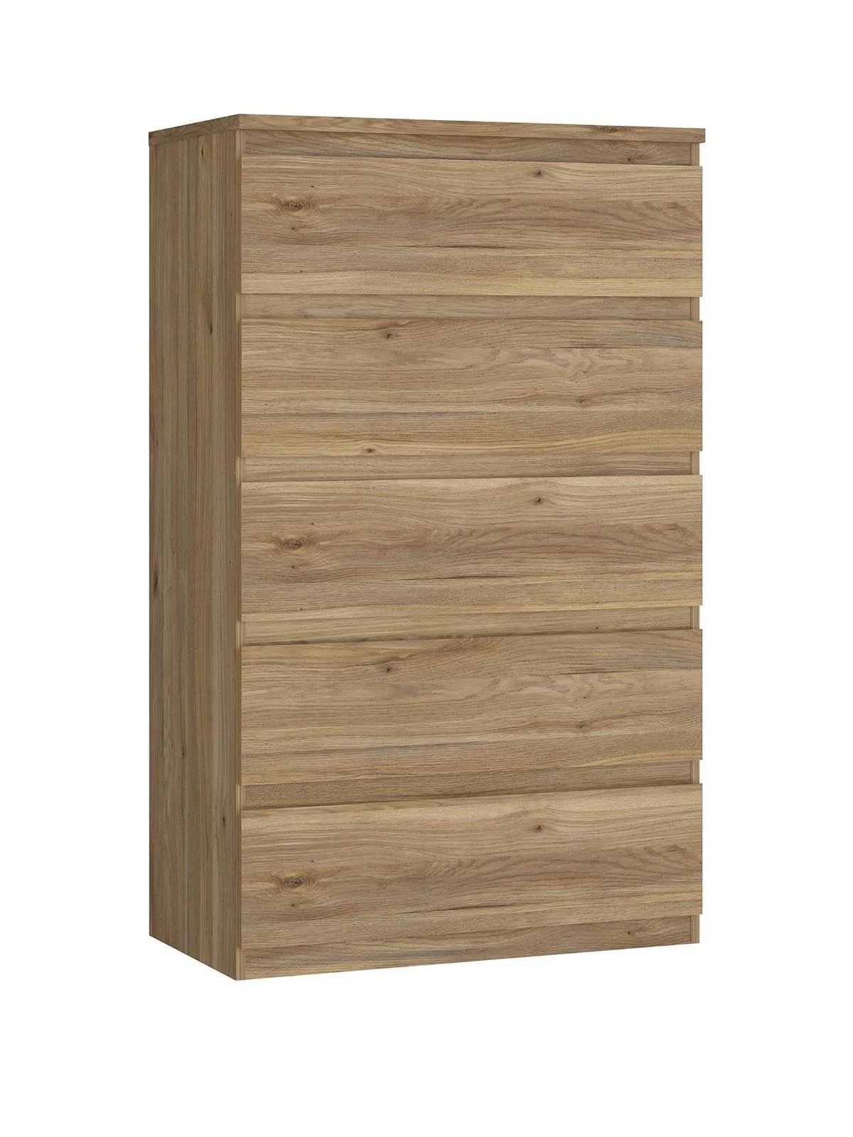 Lisson 5 Drawer Chest New Oak | Handle-Free Design | 128cm Tall - Image 3