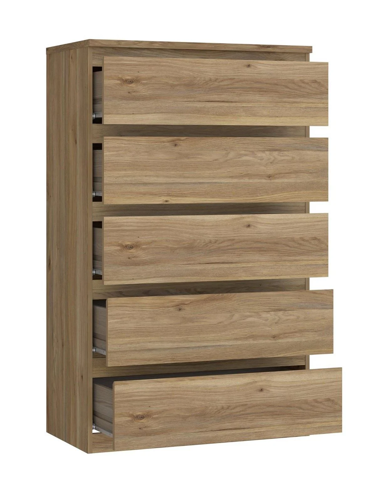 Lisson 5 Drawer Chest New Oak | Handle-Free Design | 128cm Tall - Image 5