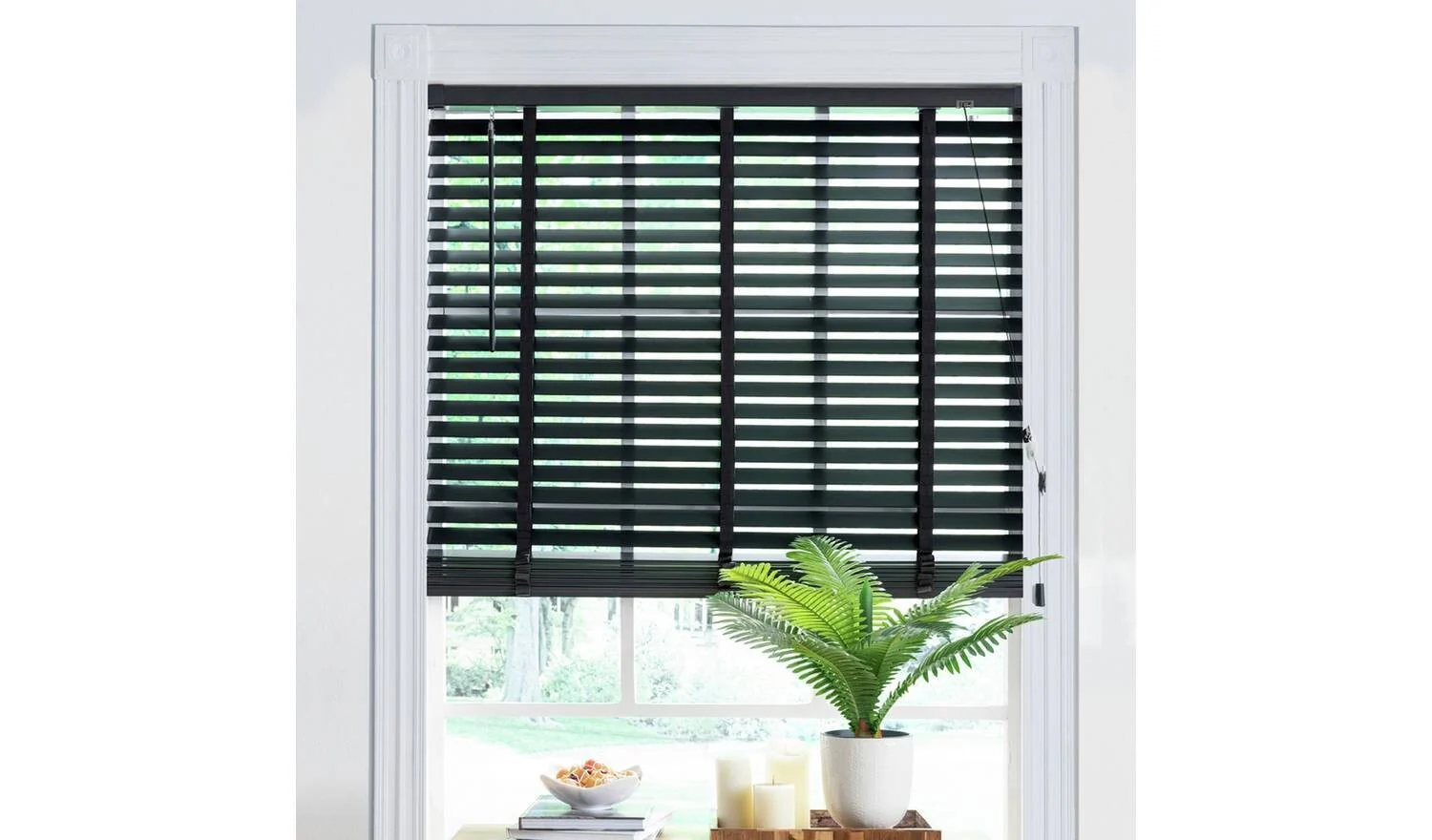 Little Black Book 50mm Venetian Wood Blind Slate Grey 170x160cm Privacy