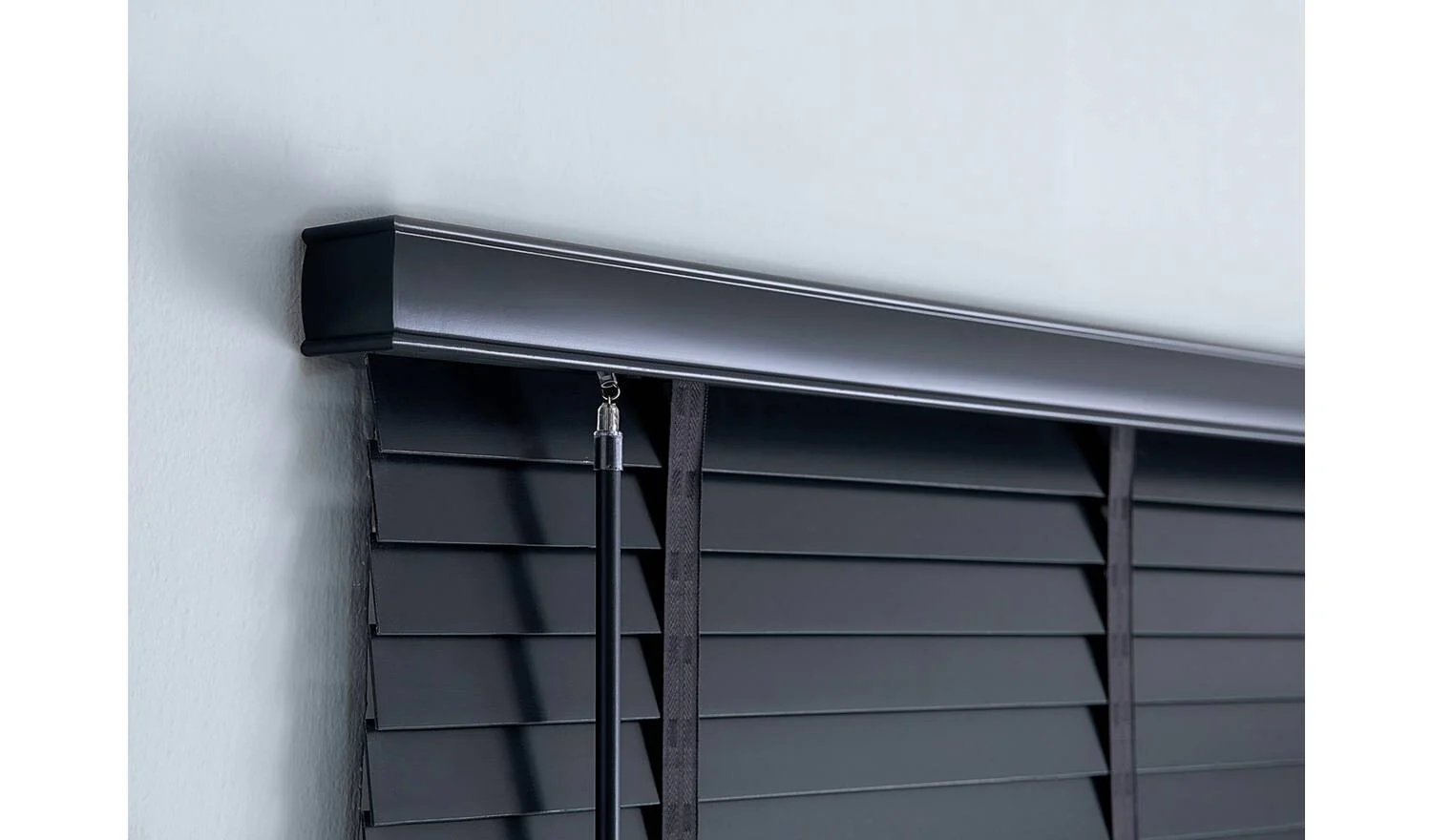 Little Black Book 50mm Venetian Wood Blind Slate Grey 170x160cm Privacy - Image 4