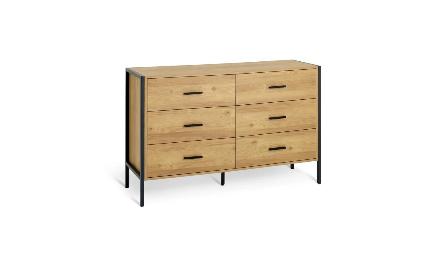 Loft Living 6 Drawer Chest Oak Storage Organiser Bedroom Furniture UK - Image 2