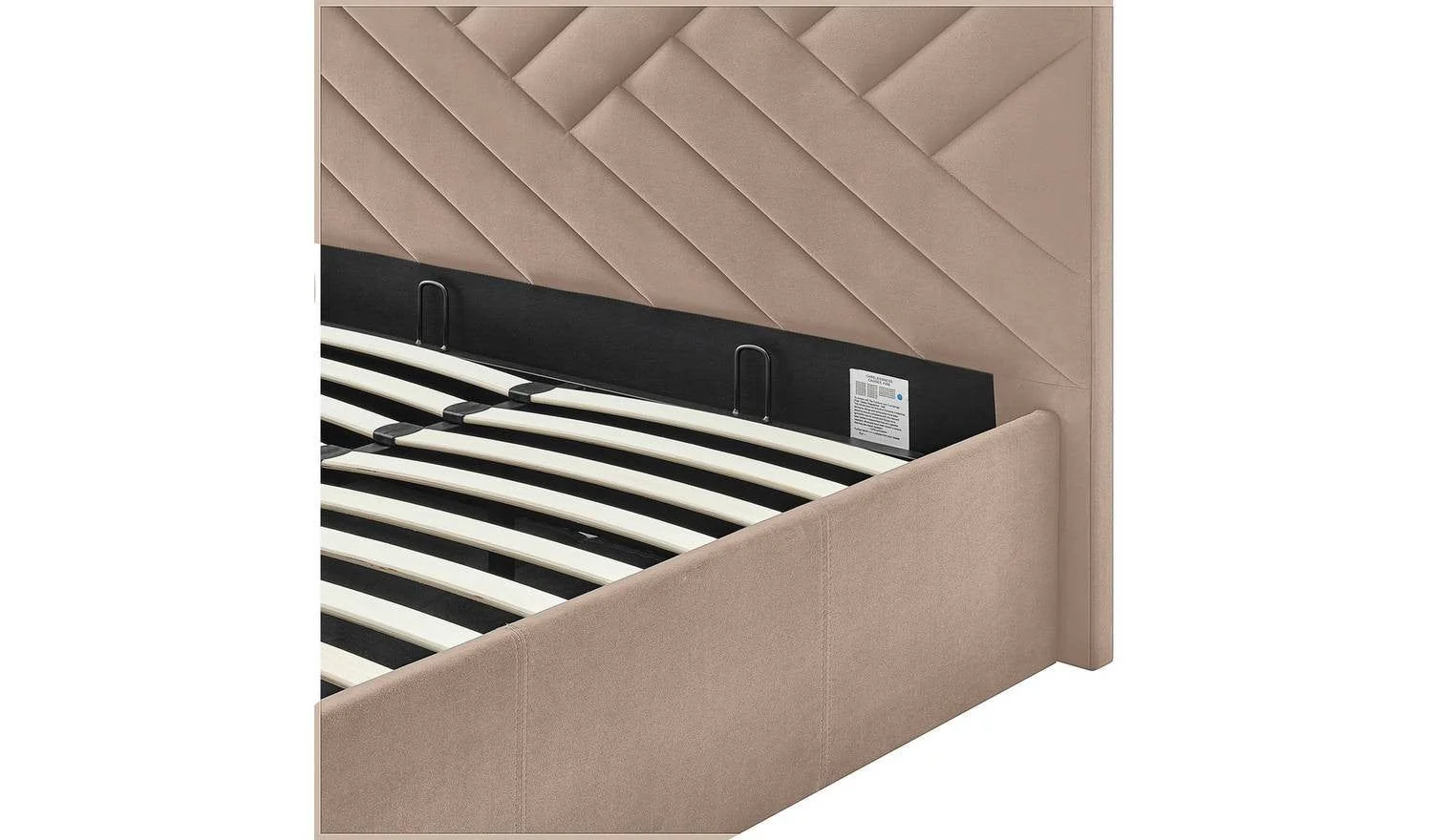 Luca Double End Lift Ottoman Bed Latte Easy Assembly Home Furniture - Image 9