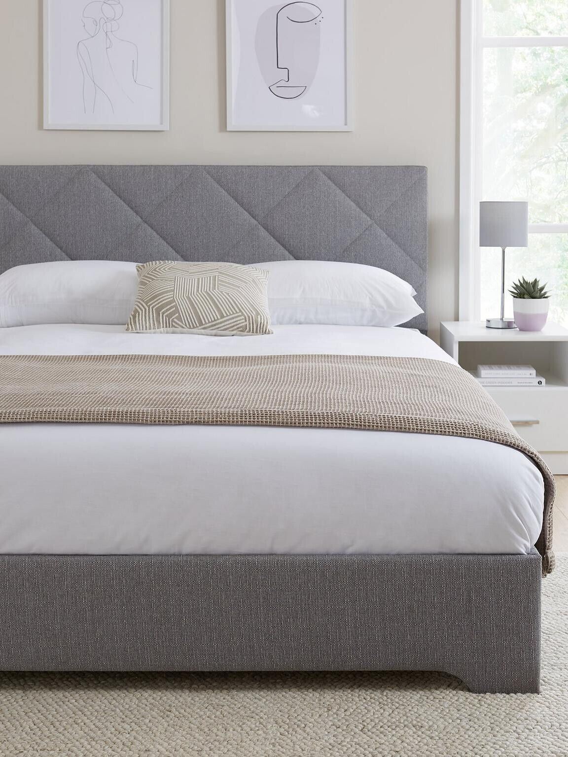Luca King Bed Frame Light Grey Elegant and Comfortable Bedroom Furniture - Image 2
