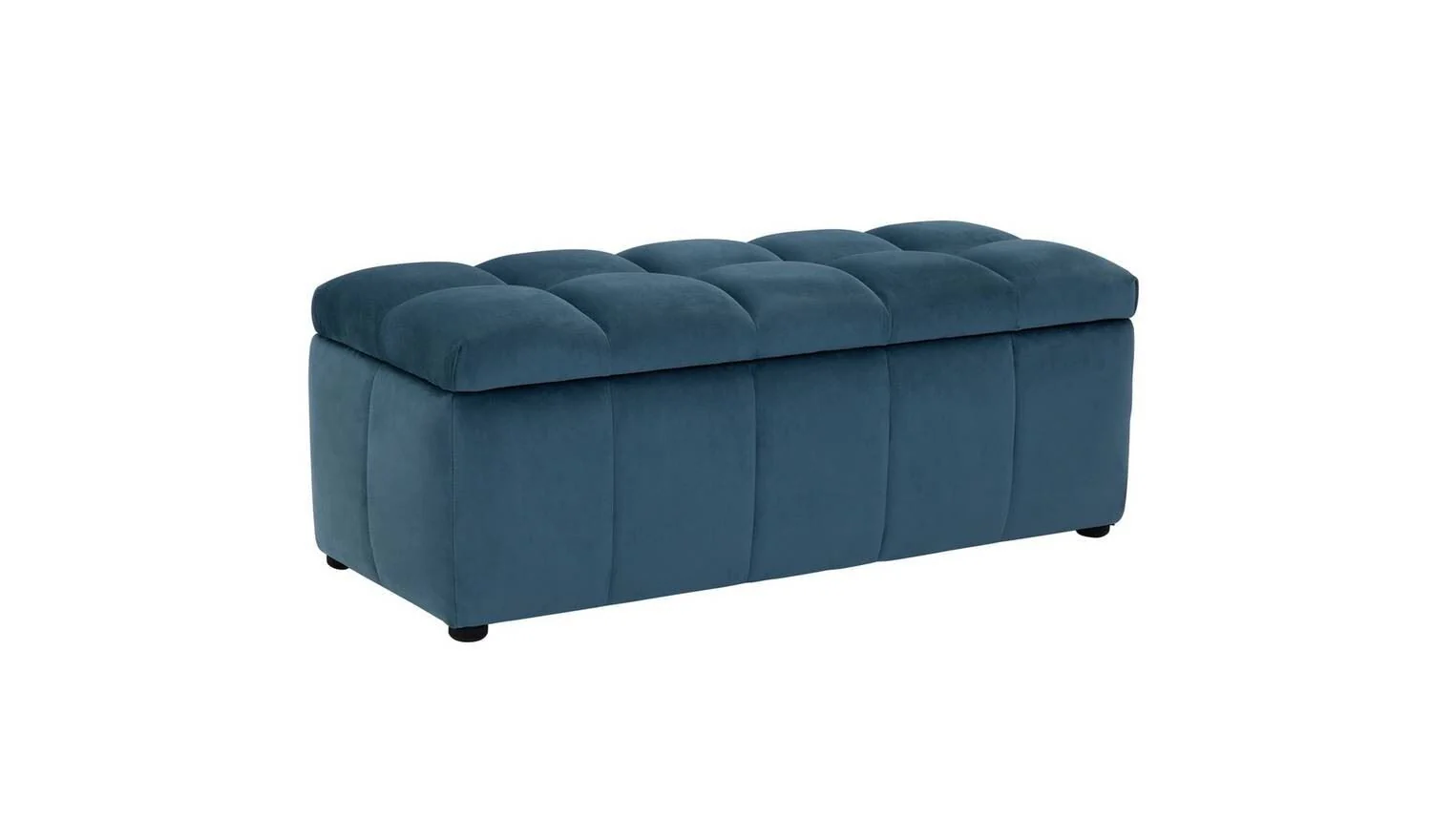Maisie Velvet Large Storage Ottoman - Blue