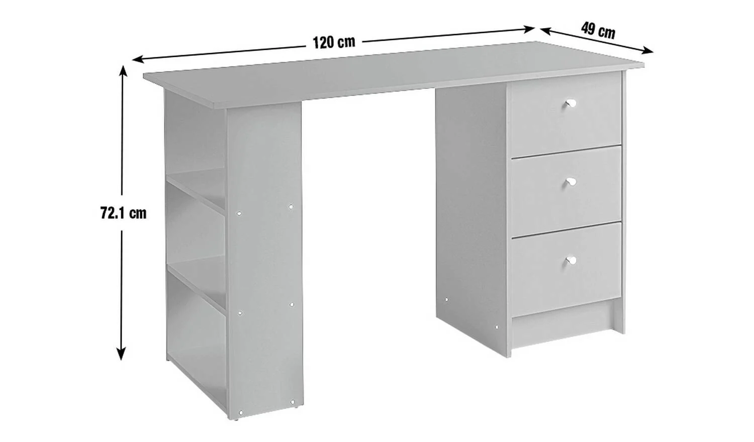 Malibu 3 Drawer Office Desk Black Modern Home Office Furniture Workspace - Image 6