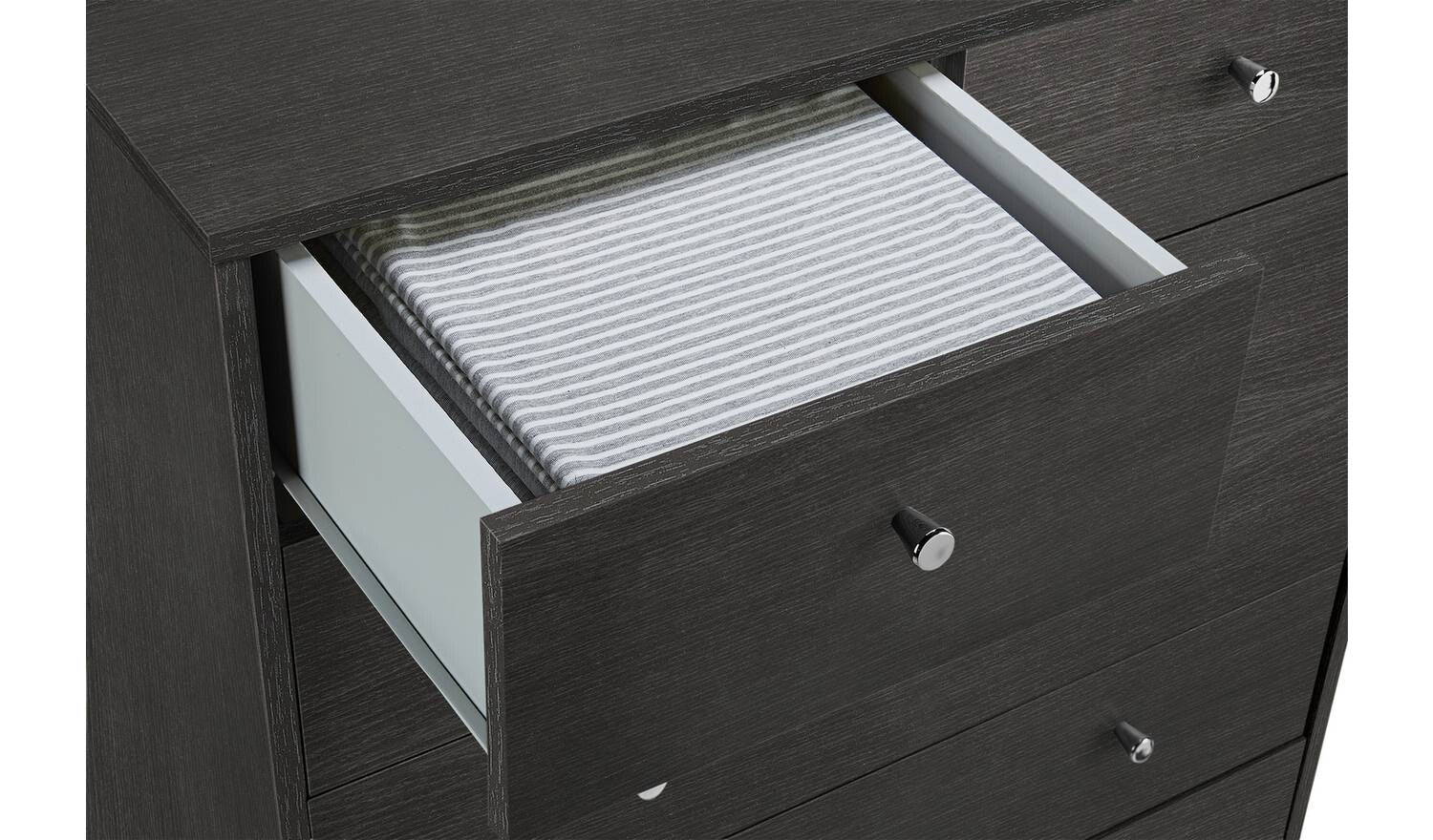 Malibu 7 Drawer Chest Black Oak Effect Storage Organiser Bedroom - Image 2