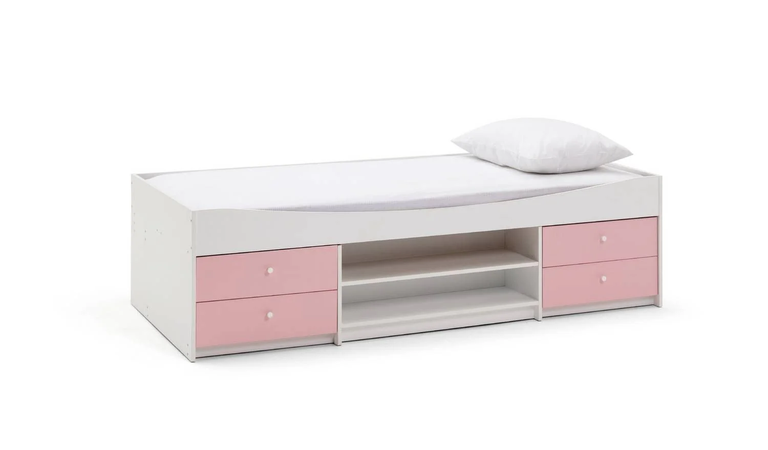 Malibu Storage Cabin Bed Pink & White Kids Childrens Bedroom Furniture