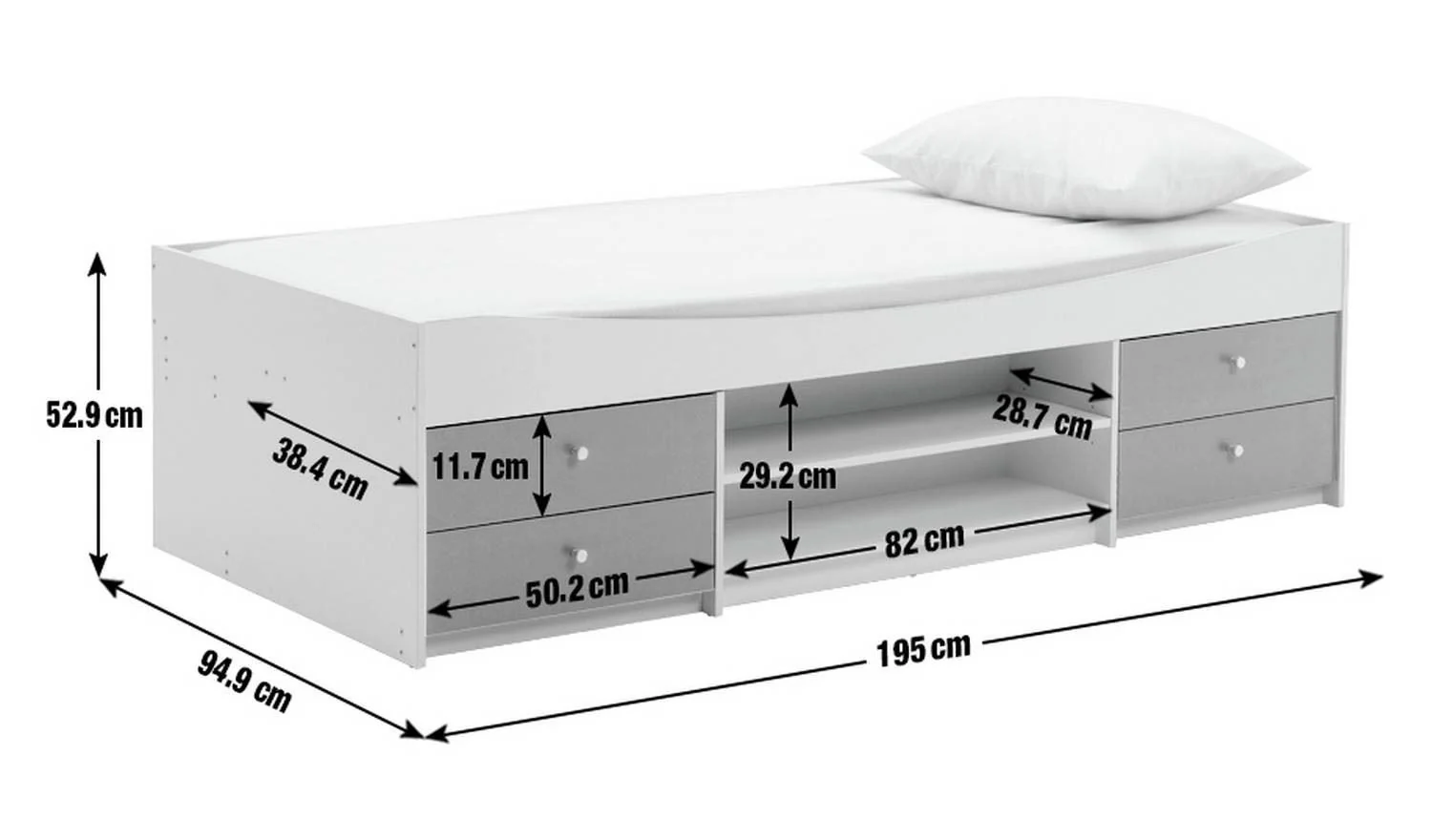 Malibu Storage Cabin Bed Pink & White Kids Childrens Bedroom Furniture - Image 2