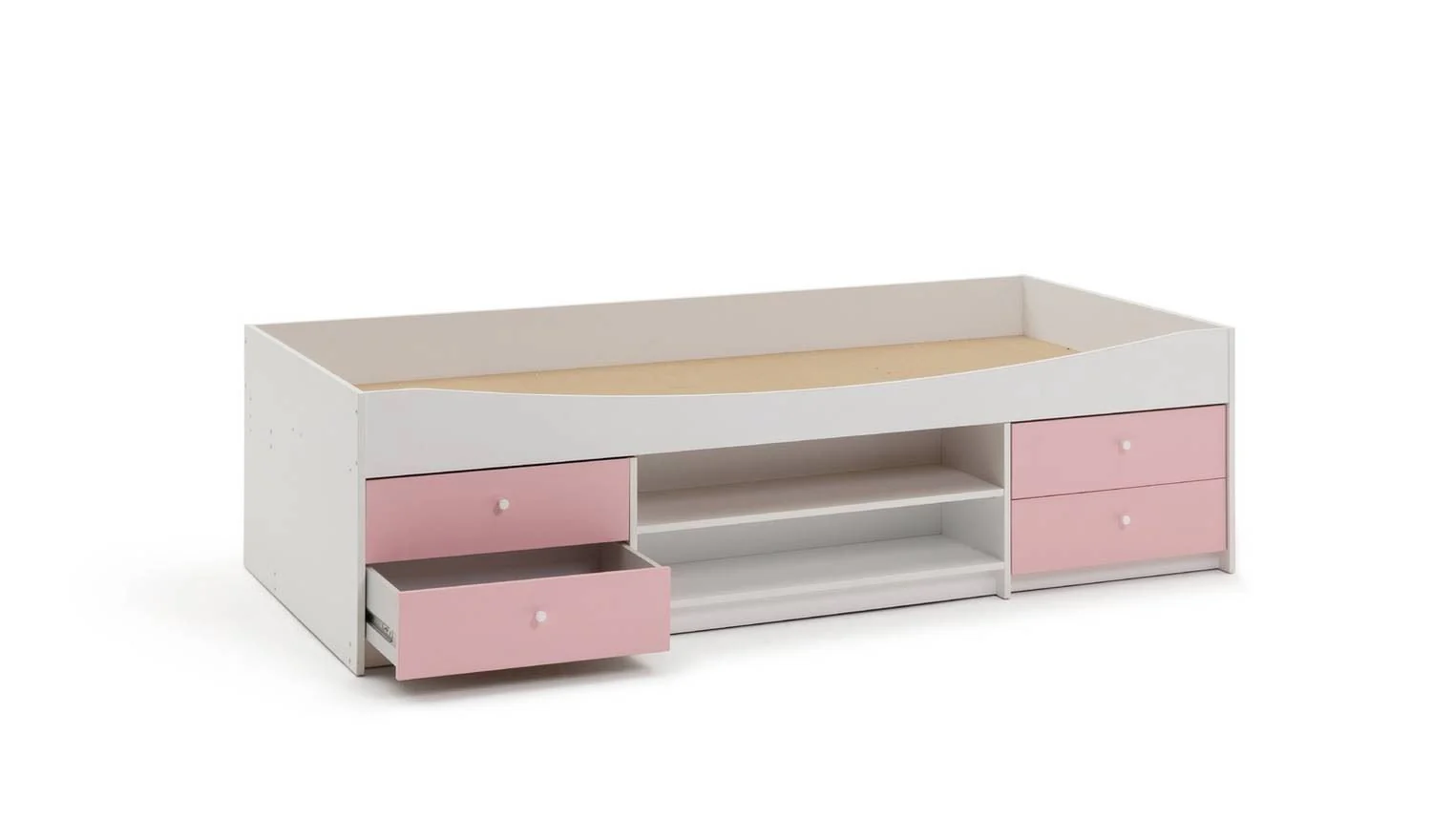 Malibu Storage Cabin Bed Pink & White Kids Childrens Bedroom Furniture - Image 5