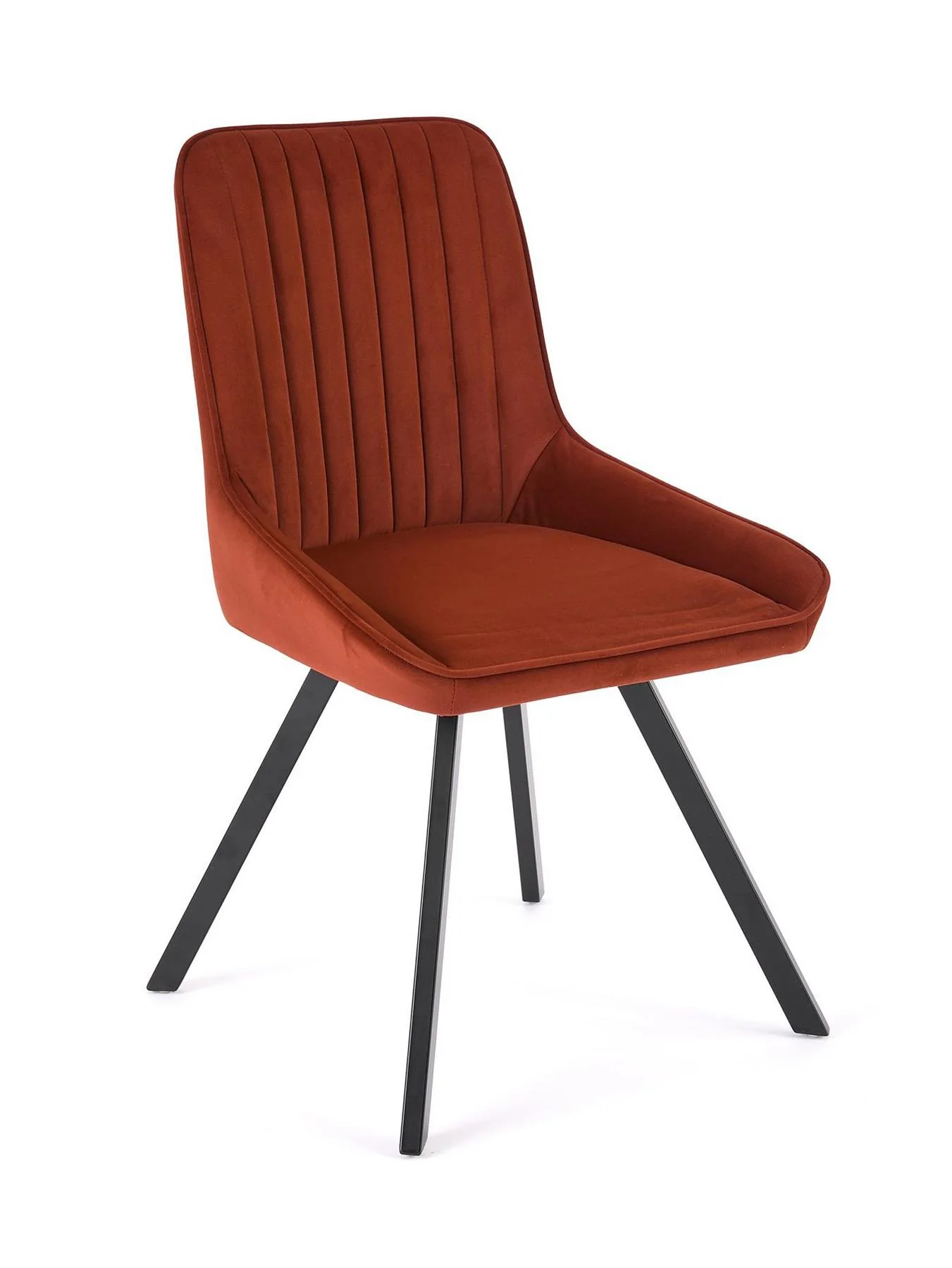 Marlo Pair of Velvet Dining Chairs Rust Black Scandinavian Design UK - Image 4
