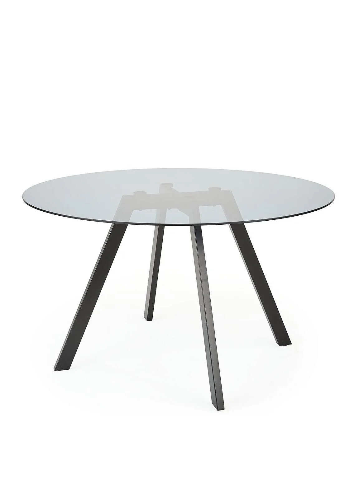Marlow 130 cm Round Elegant Dining Table Black Clear Glass TOP - Image 3