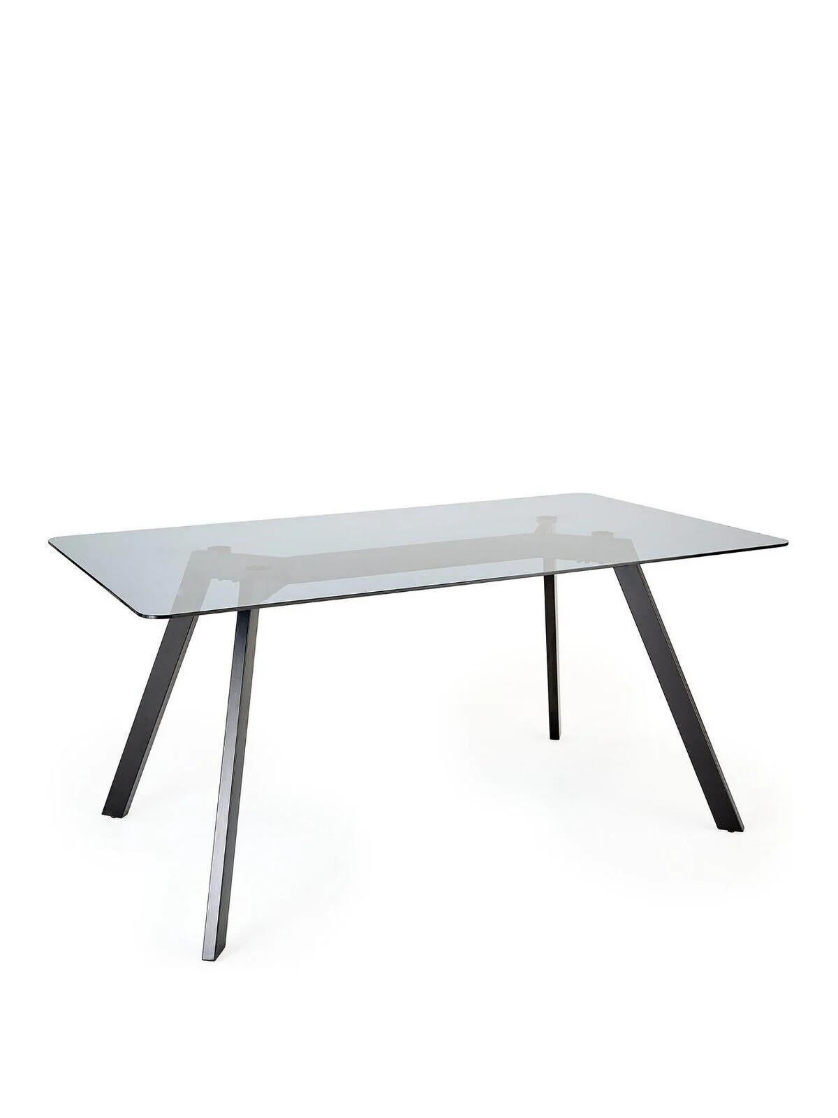 Marlow 160 cm Rectangular Smoked Glass Top Dining Table Black - Image 2