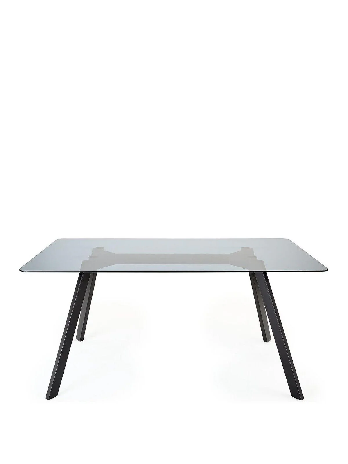 Marlow 160 cm Rectangular Smoked Glass Top Dining Table Black - Image 3