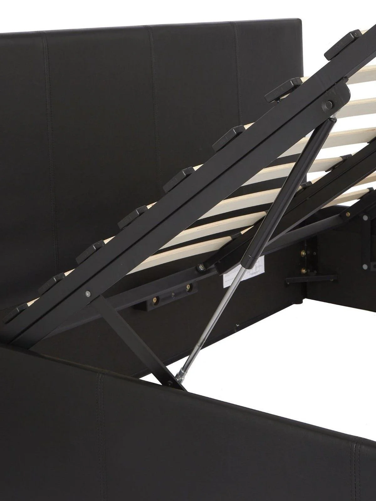 Marston End Lift Ottoman Single Bed Black | Faux Leather | Hydraulic Storage - Image 2