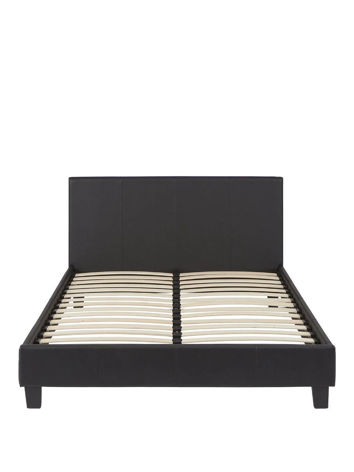 Marston Faux Leather Bed Frame Double Black Sleek and Modern Bedroom Furniture - Image 2
