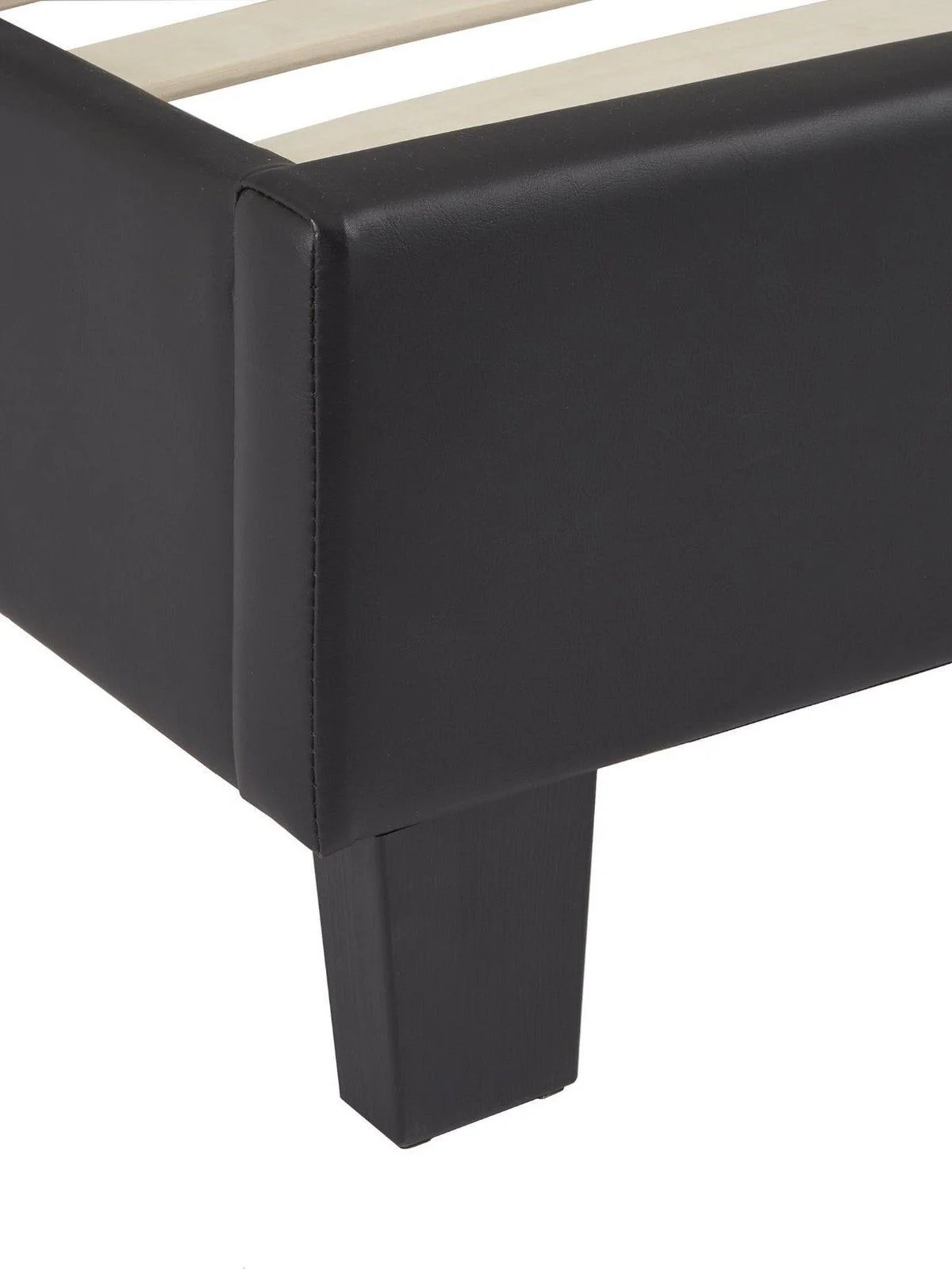 Marston Faux Leather Bed Frame Double Black Sleek and Modern Bedroom Furniture - Image 4
