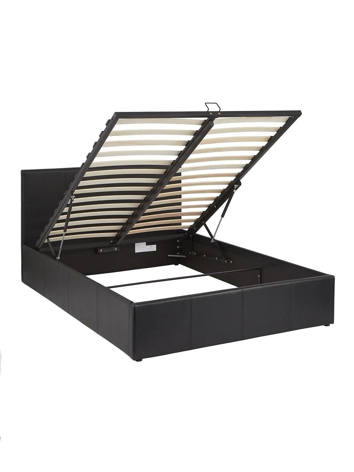 Marston Faux Leather Lift Up Ottoman Bed Frame Kingsize Black Spacious Storage