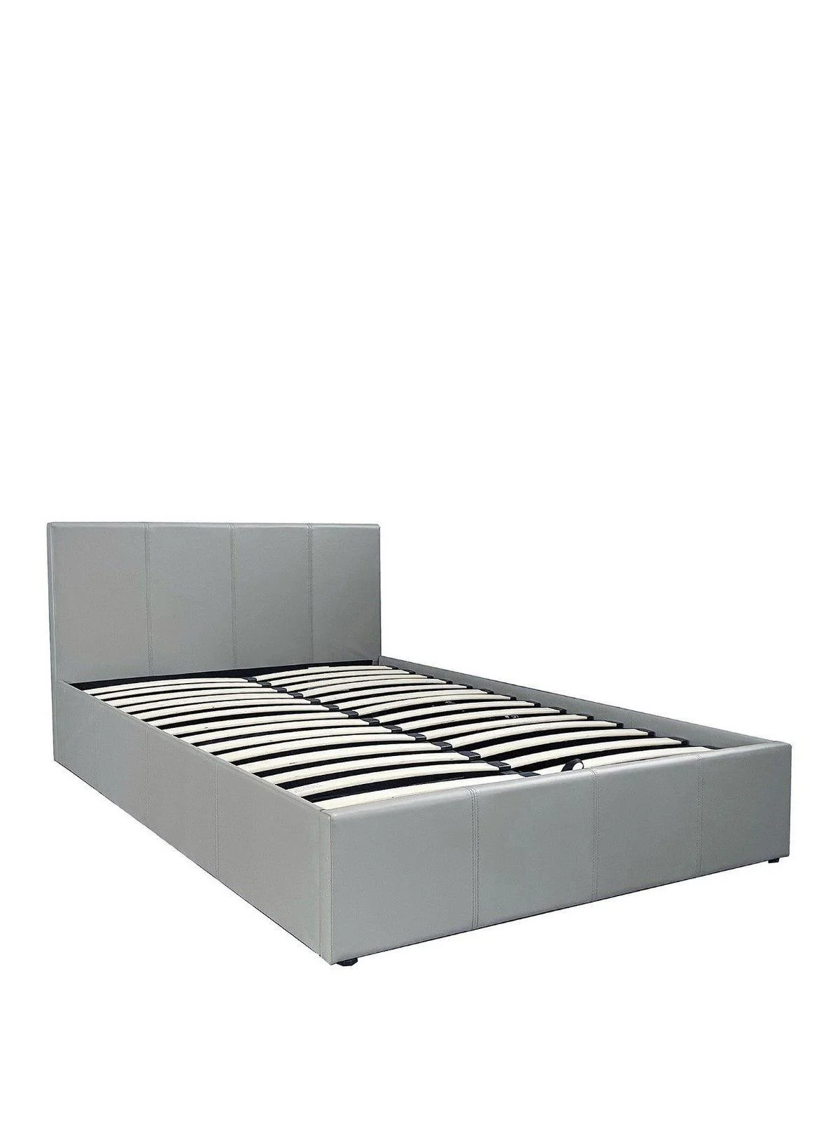 Marston Faux Leather Ottoman Bed King Grey | Storage Headboard | Sprung Slats - Image 3