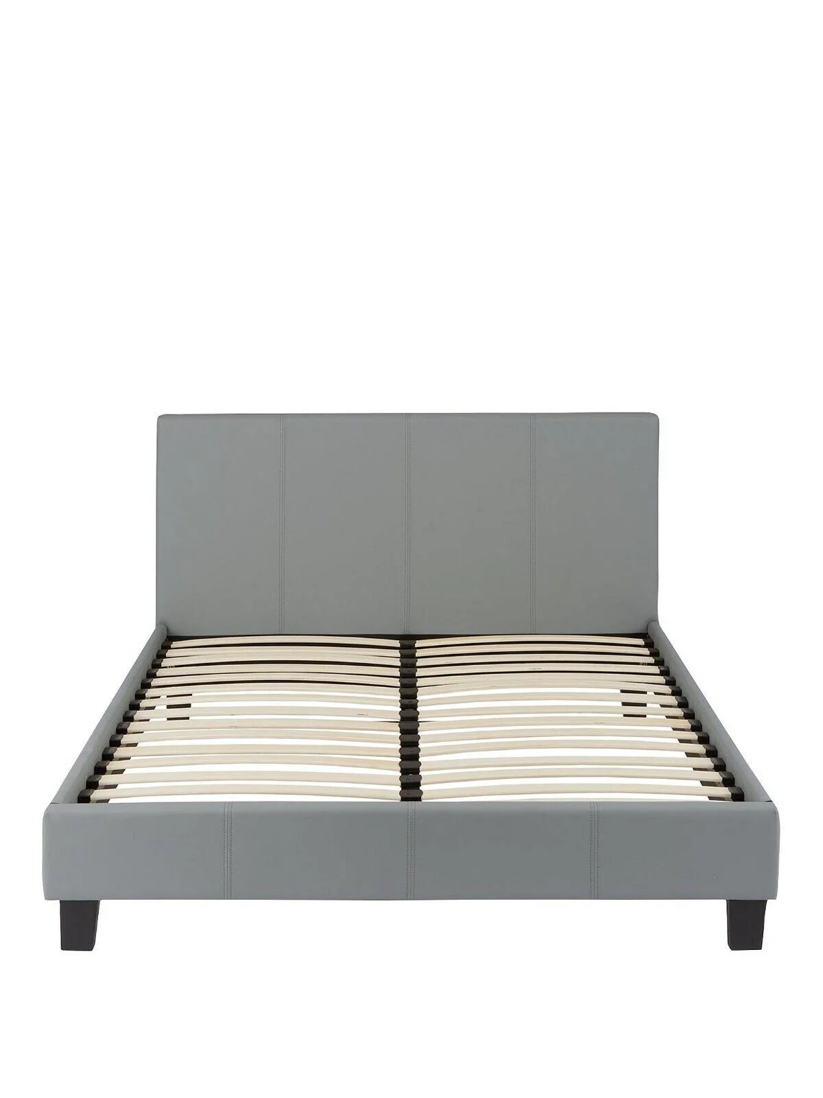 Marston Faux Leather Single Bed Frame Grey Sleek and Modern Bedroom - Image 3