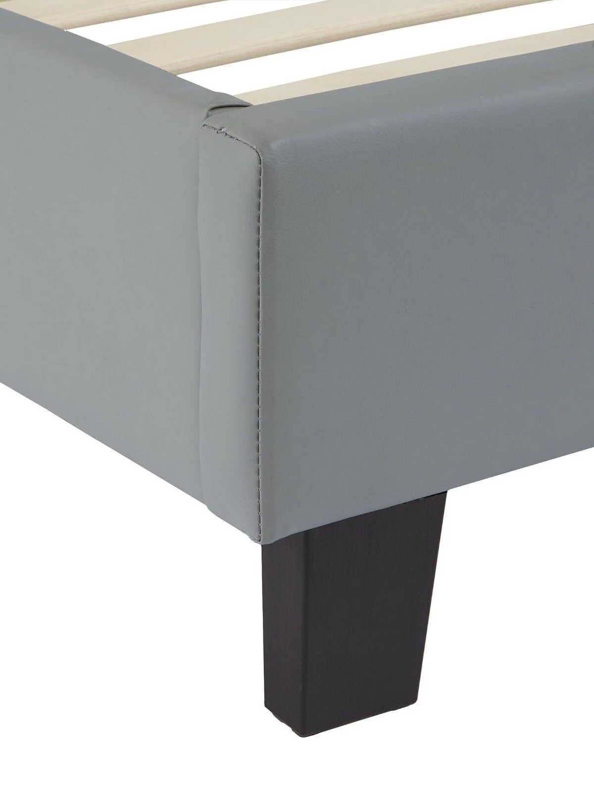 Marston Faux Leather Single Bed Frame Grey Sleek and Modern Bedroom - Image 5