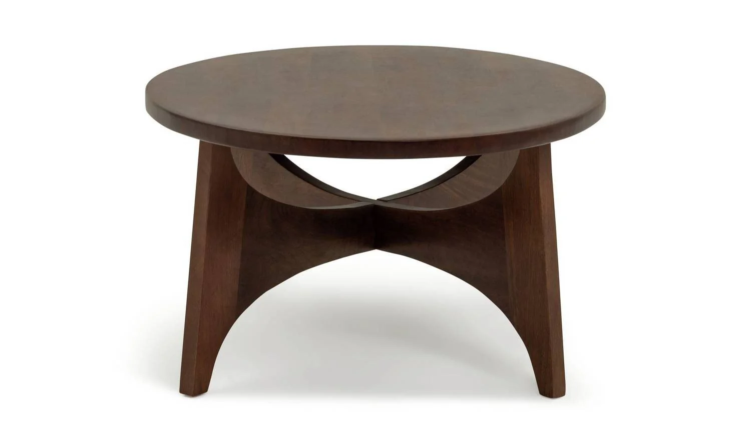 Mid Century Round Coffee Table Brown Vintage Style - Image 4