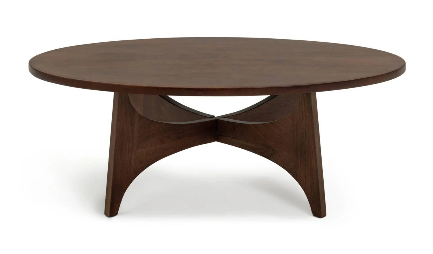 Mid Century Round Coffee Table Brown Vintage Style - Image 5