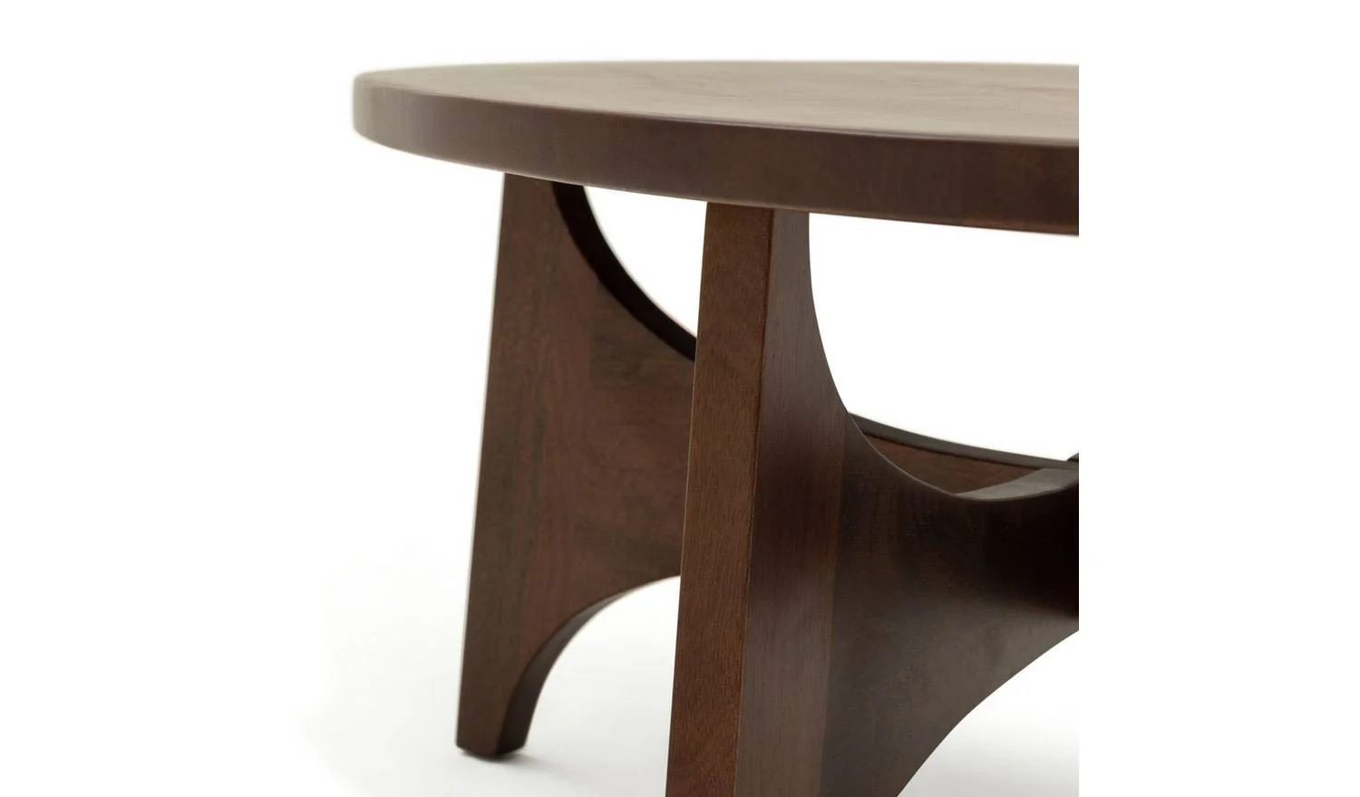 Mid Century Round Coffee Table Brown Vintage Style - Image 6