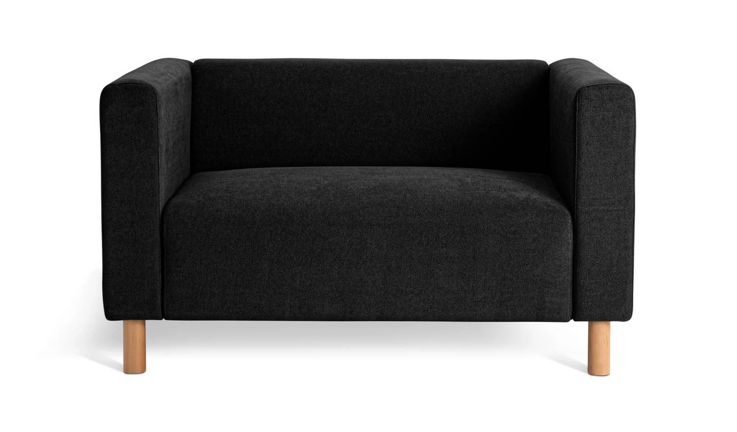 Moda Fabric 2 Seater Sofa Black Modern Living Room Furniture Comfort - Image 3